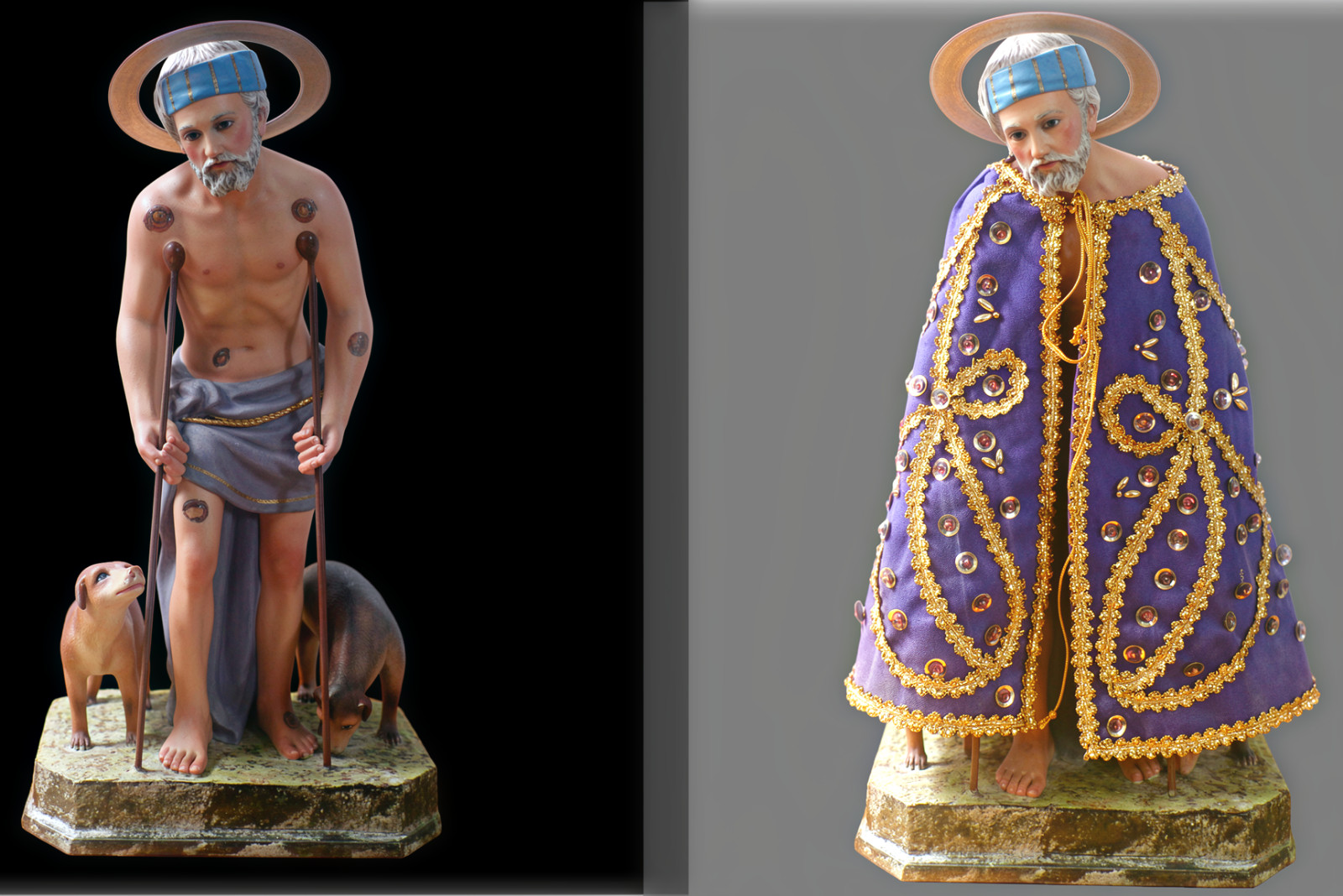 Beautiful SAN LAZARO Statue, Saint Lazarus, Santo, Glass Eyes, Spain, Dimosa