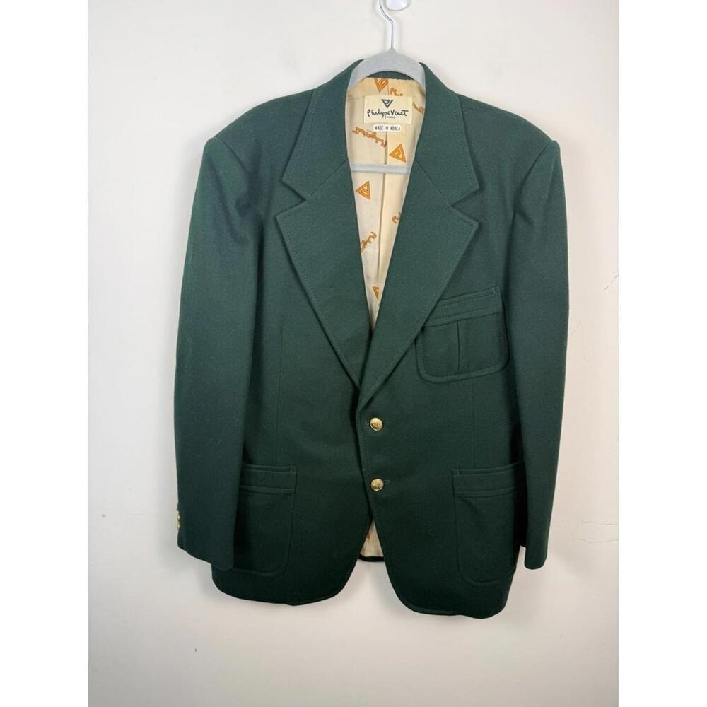 Vtg Philippe Venet Paris New York Heavy Winter Twill Wool Blazer Gold Buttons 48 Vtg Philippe Venet Paris New York Heavy Winter Twill Wool Blazer Gold Buttons 48