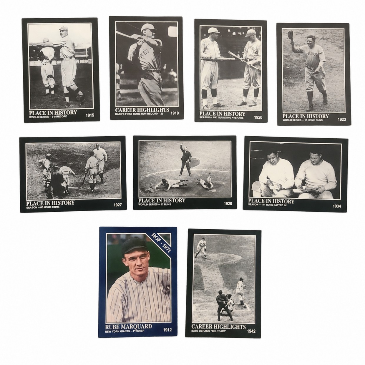 Vintage 1992 MegaCards Babe Ruth Baseball 8 Card Lot HOF Bonus Rube Marquard