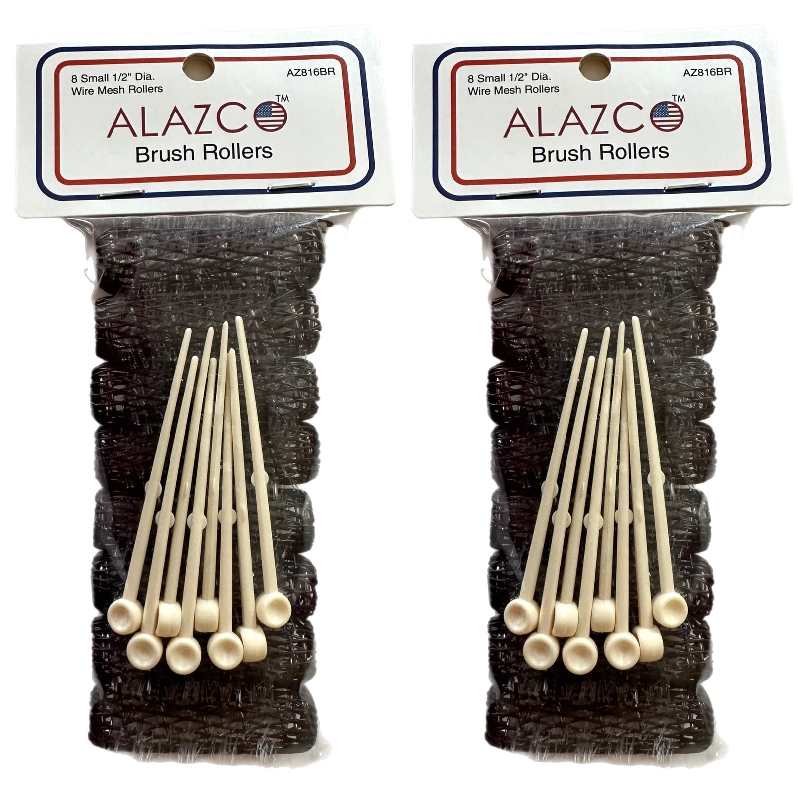 16 pc Vintage Style Hair Roller Mini Small Brush Rollers Mesh Curlers Bristles
