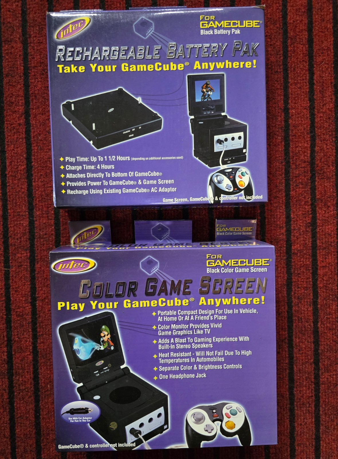 NEW Intec Black Color Game Screen & 2 Rechargeable Battery for Nintendo GameCube
