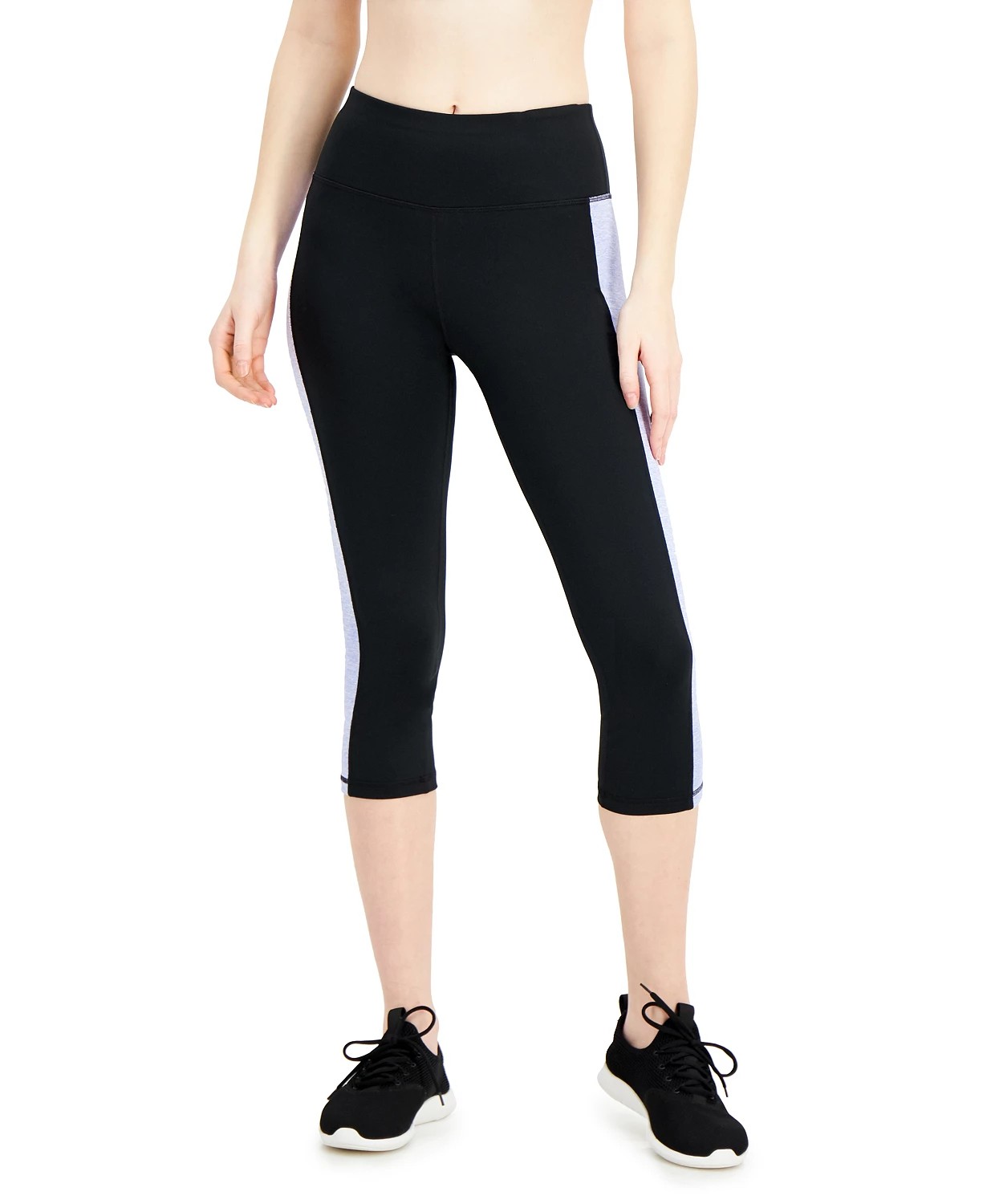 Womens Cropped Yoga Leggings Black Colorblocked Medium IDEOLOGY $24 - NWT
