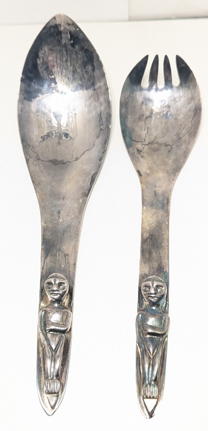 Vintage ACME Bates & Sons Hammered Silverplate Serving Spoons