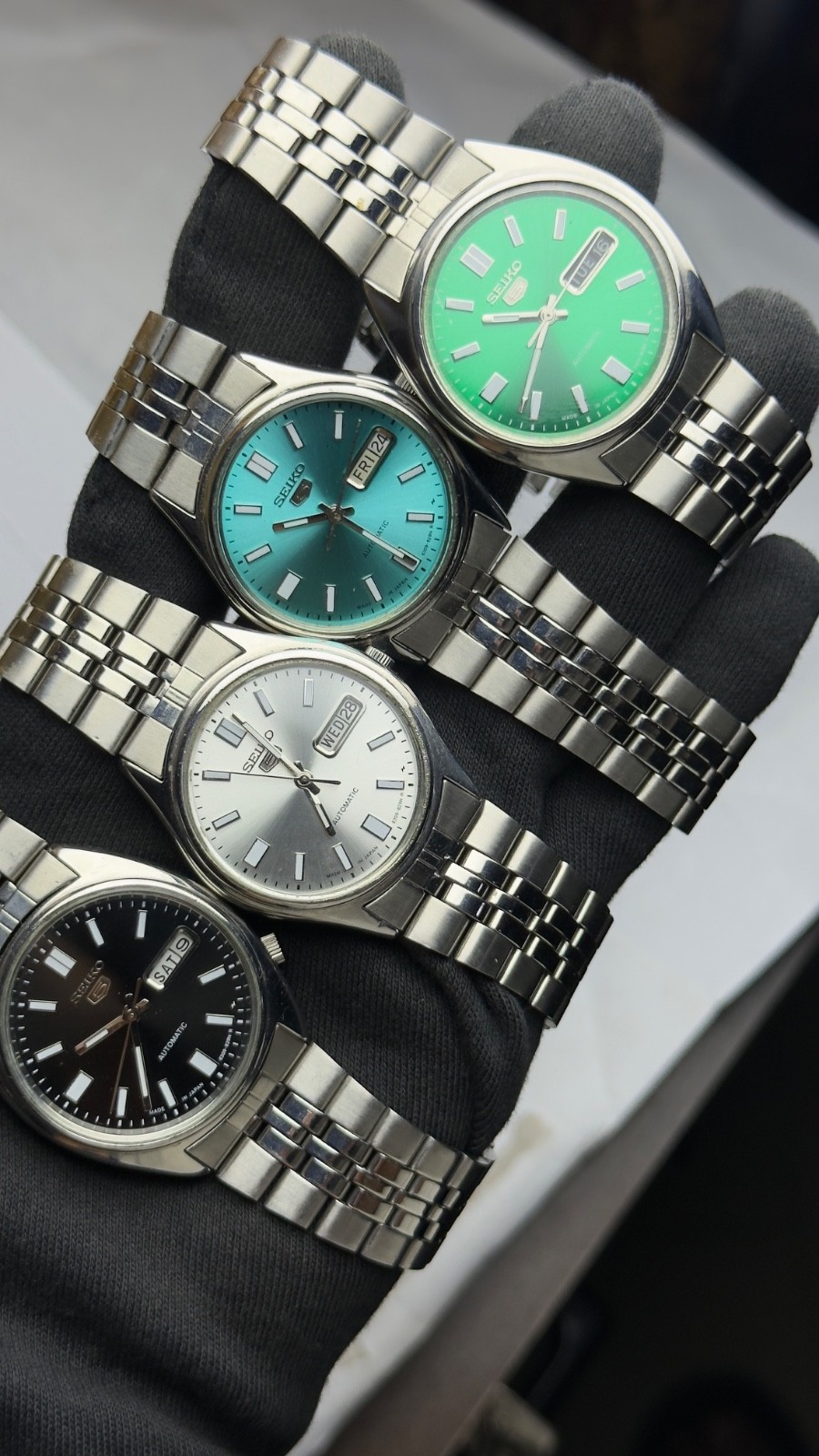 Lot of 4 Vintage Seiko 5 Automatic Day-Date Men\'s Japanese Watche 6309 Lot of 4 Vintage Seiko 5 Automatic Day-Date Men\'s Japanese Watche 6309