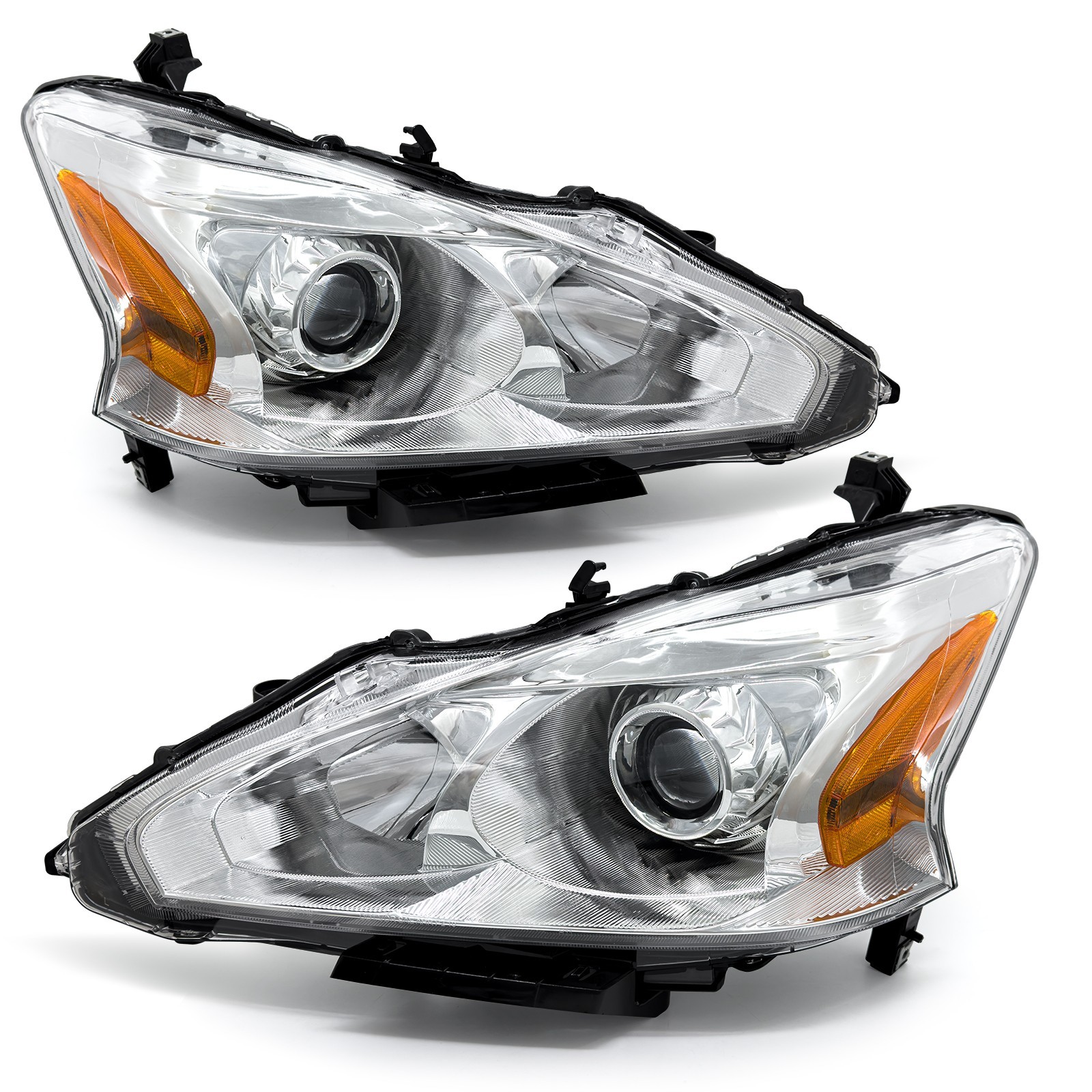 Pair Headlights For 2013-2015 Nissan Altima Sedan 4-Door Chrome Headlamps LH+RH Pair Headlights For 2013-2015 Nissan Altima Sedan 4-Door Chrome Headlamps LH+RH
