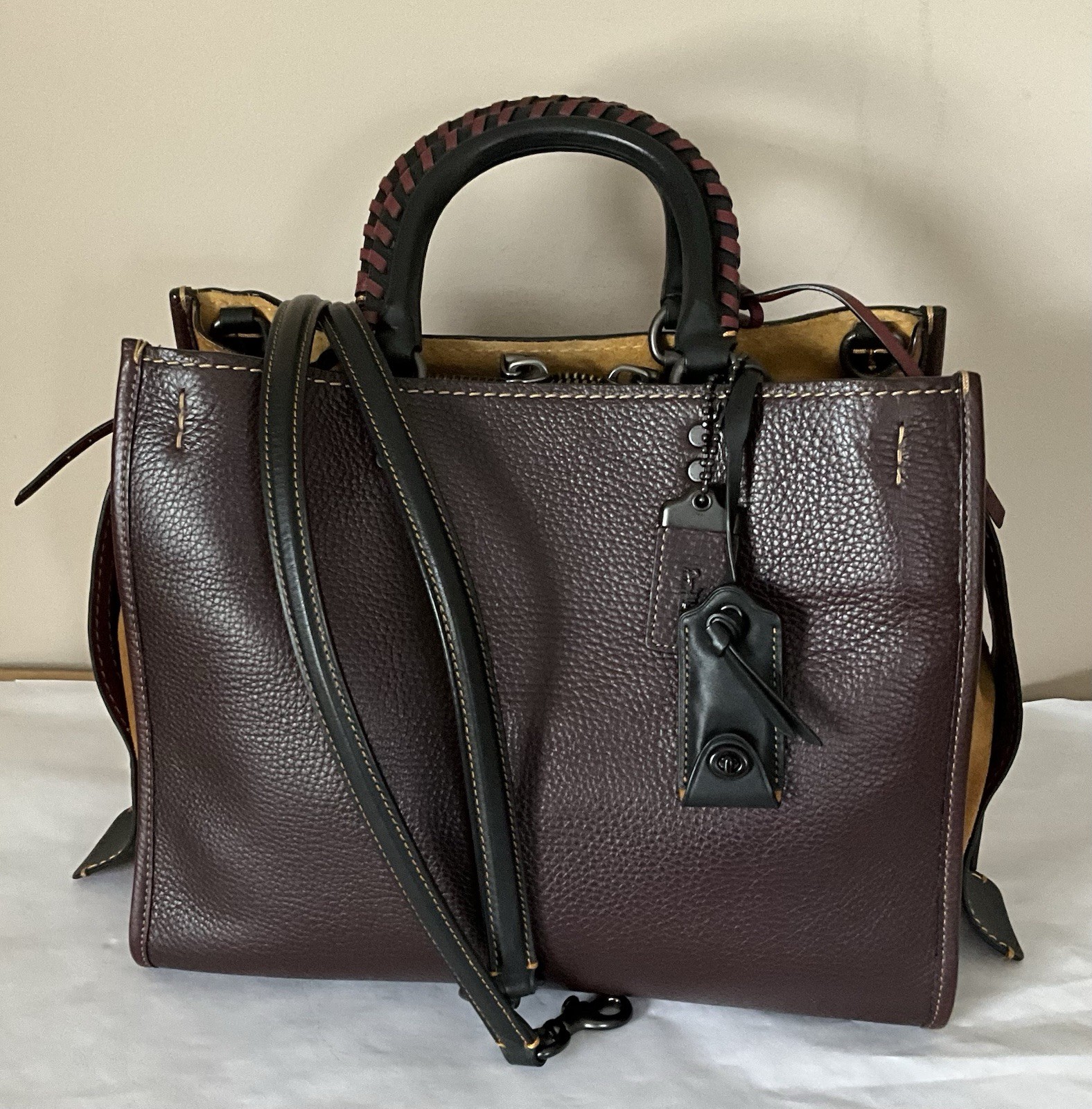 Coach Rogue 30 Handbag Tote Bag Pebble Leather  2way Oxblood #20315 EUC