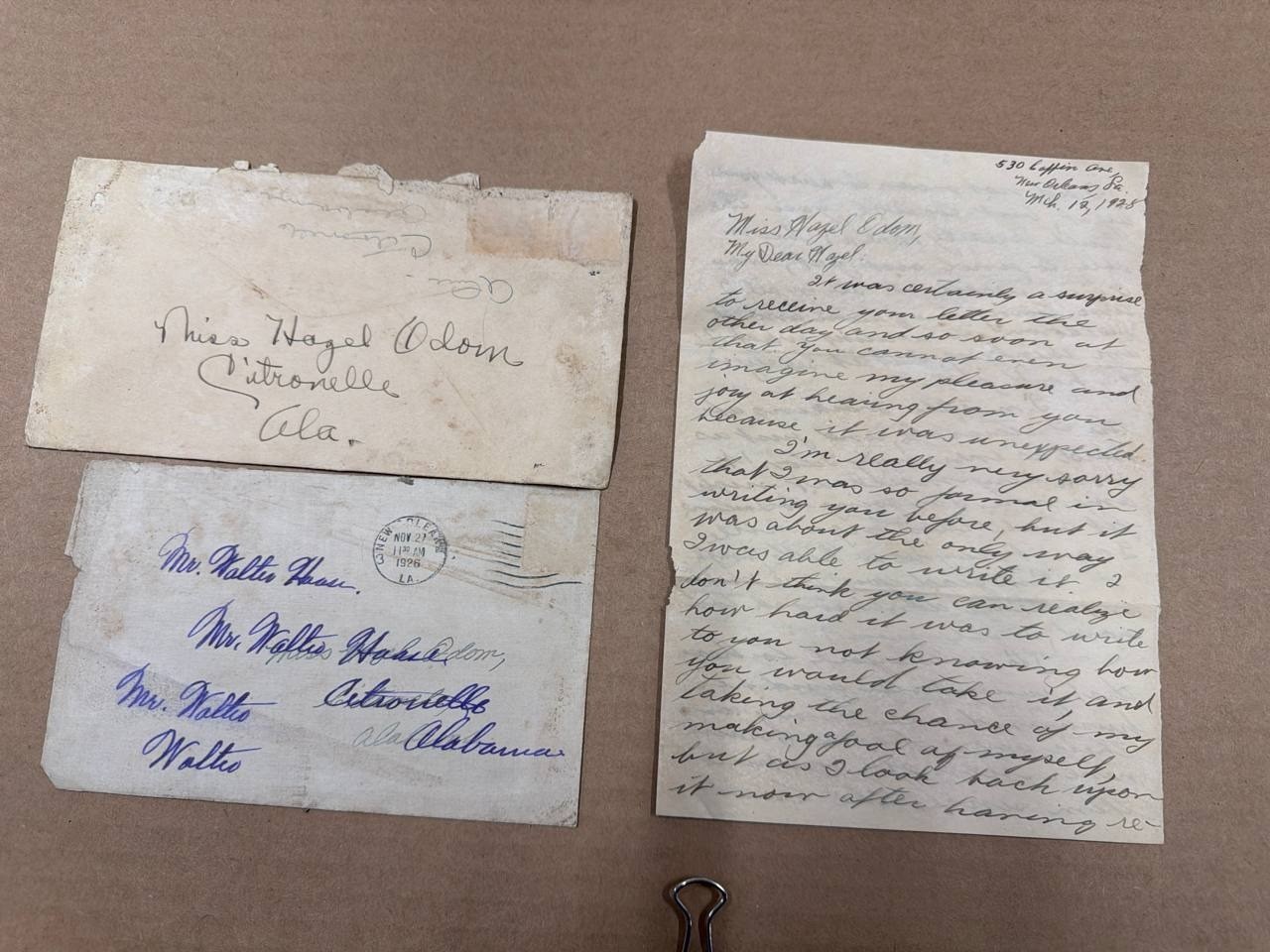 Antique 1926-1928 Handwritten Love Letters New Orleans to Citronelle Alabama
