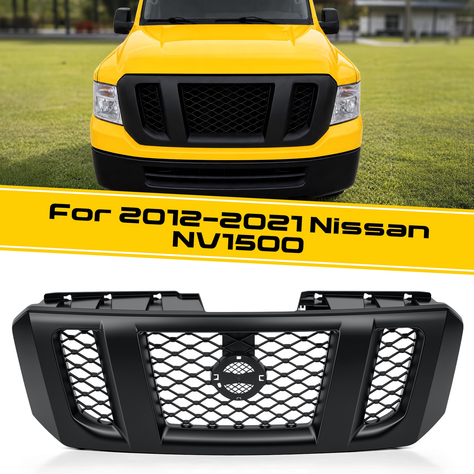 NI1200271 New Replacement Front Grille Fits 2012-2021 Nissan NV1500 Black NI1200271 New Replacement Front Grille Fits 2012-2021 Nissan NV1500 Black