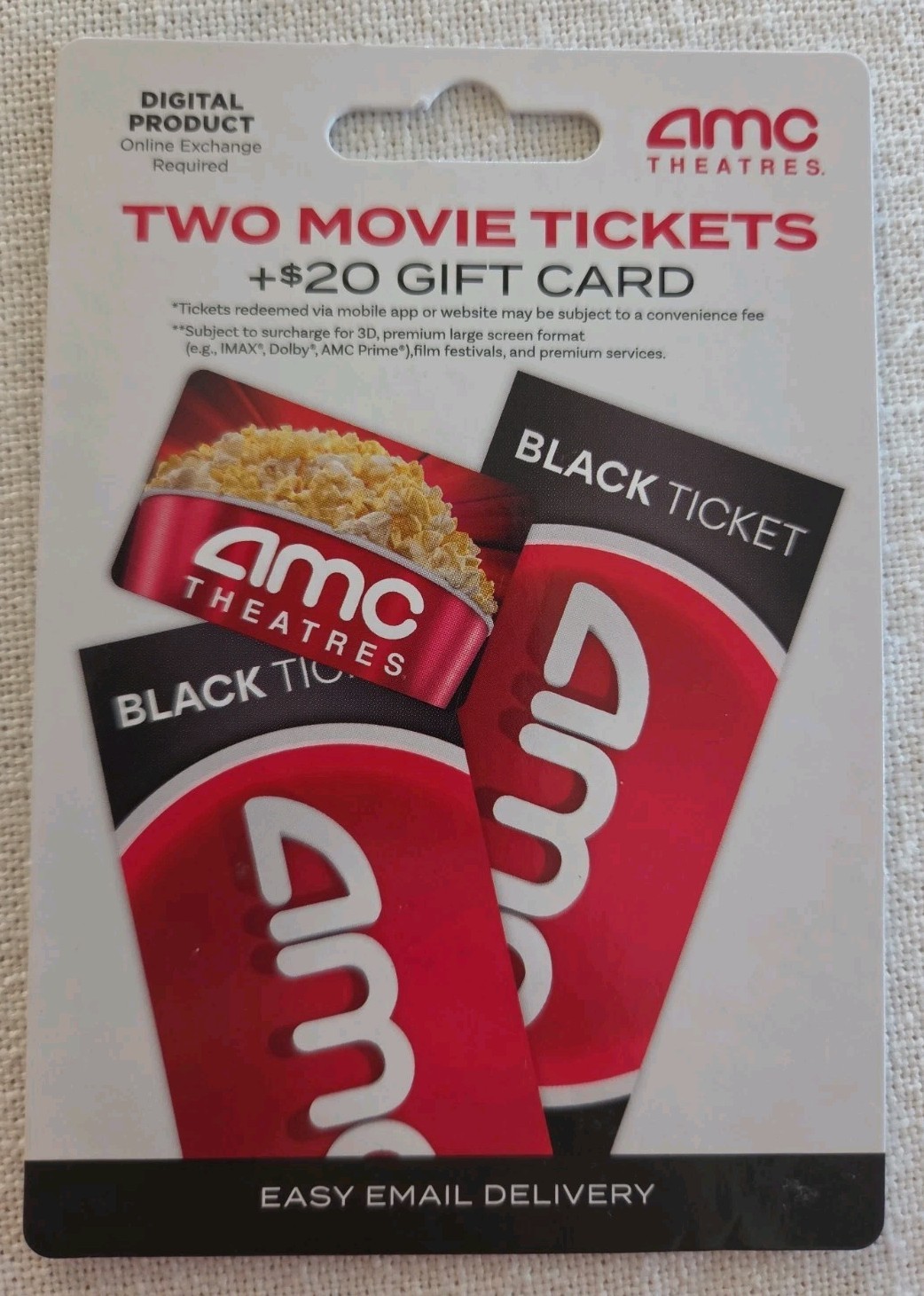 AMC Theatres 2 Movie Tickets + $20 GiftCard Digital Product please READ Descript