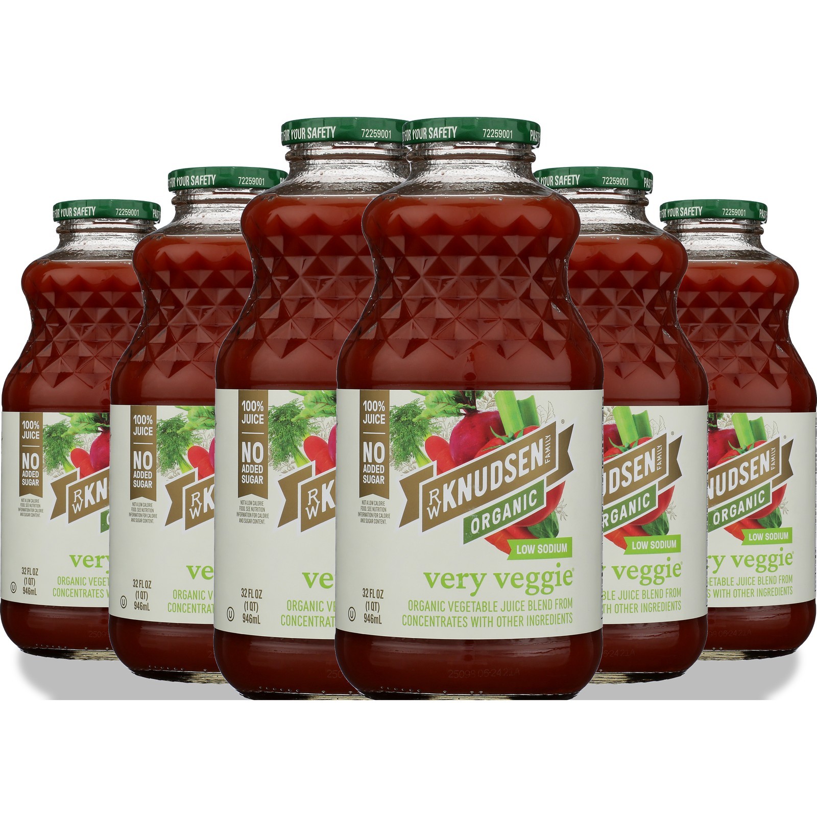 R W Knudsen Family Organic Very Veggie Low Sodium Juice 32 Fl Oz 6 Pack