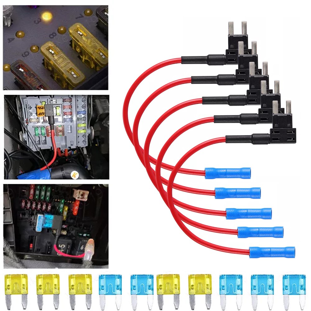 15PCS Fuse TAP Adapter Kit 12V 15 Amp 20Amp Car Add-a-circuit Mini ATM APM Blade