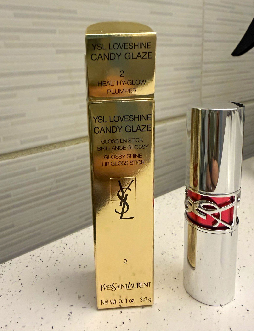 Yves Saint Laurent YSL Loveshine Candy Glaze Pink Plumping Lip Gloss Stick