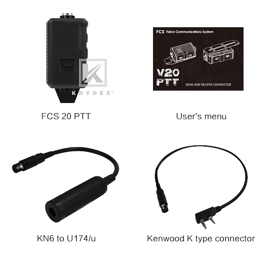 KRYDEX FCS V20 PTT Adaptor for Comtac III RAC Radio Connector Tactical Headset KRYDEX FCS V20 PTT Adaptor for Comtac III RAC Radio Connector Tactical Headset