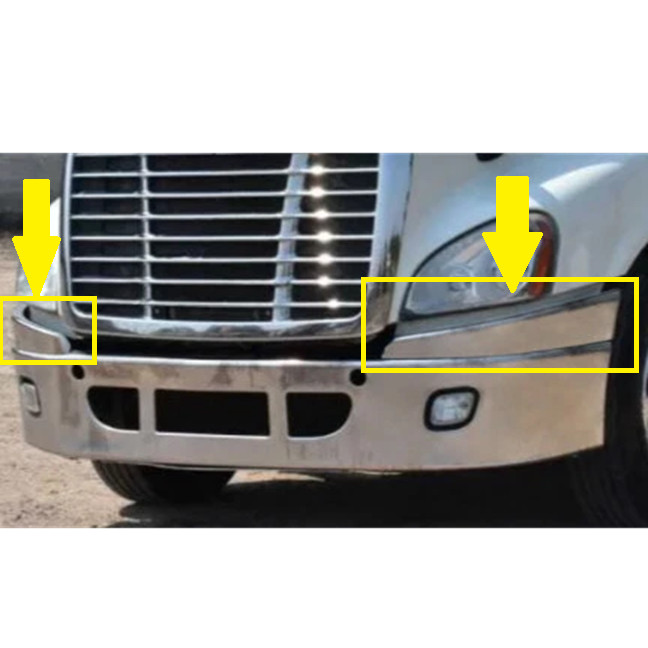 2007 to 2017 Freightliner Cascadia Chrome Plastic Top Bumper Filler Pair Set 2007 to 2017 Freightliner Cascadia Chrome Plastic Top Bumper Filler Pair Set