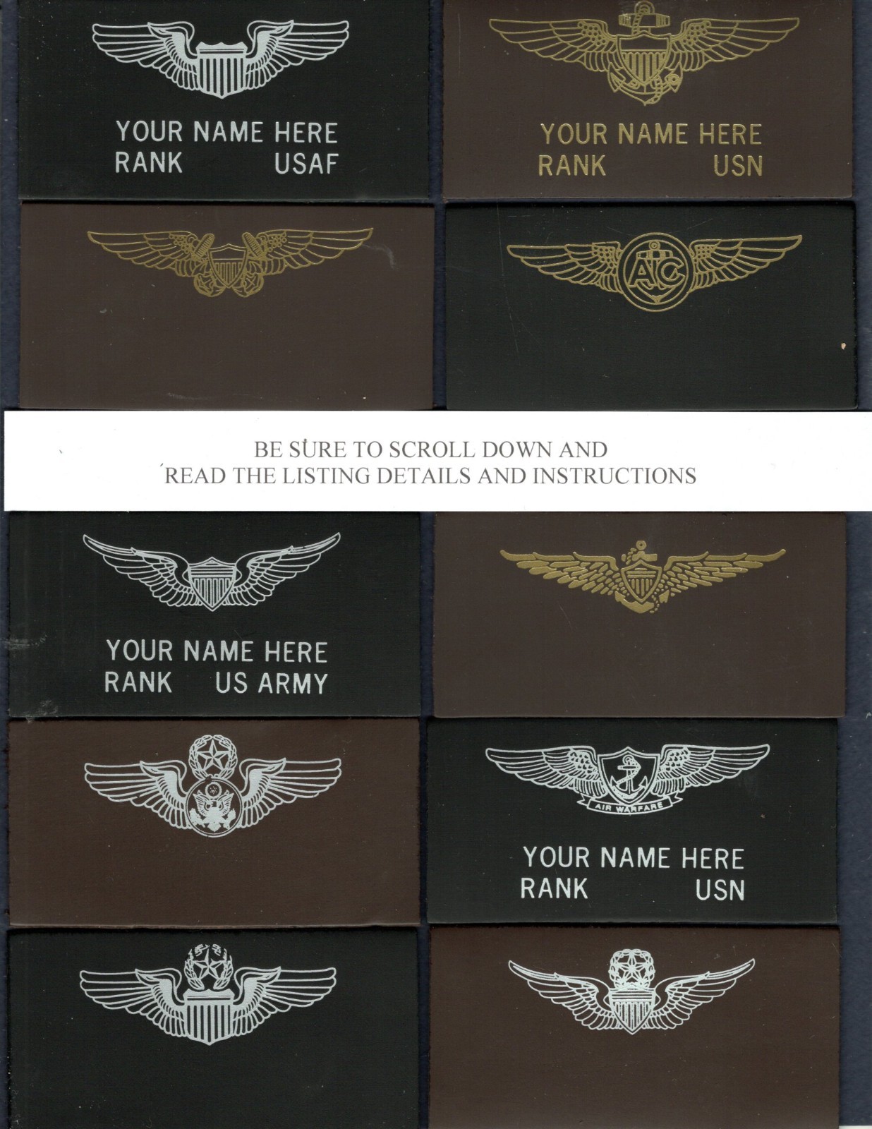 Personalized Leather Name Tag USAF NAVY USMC USCG ARMY Flight Jacket Suit Patch