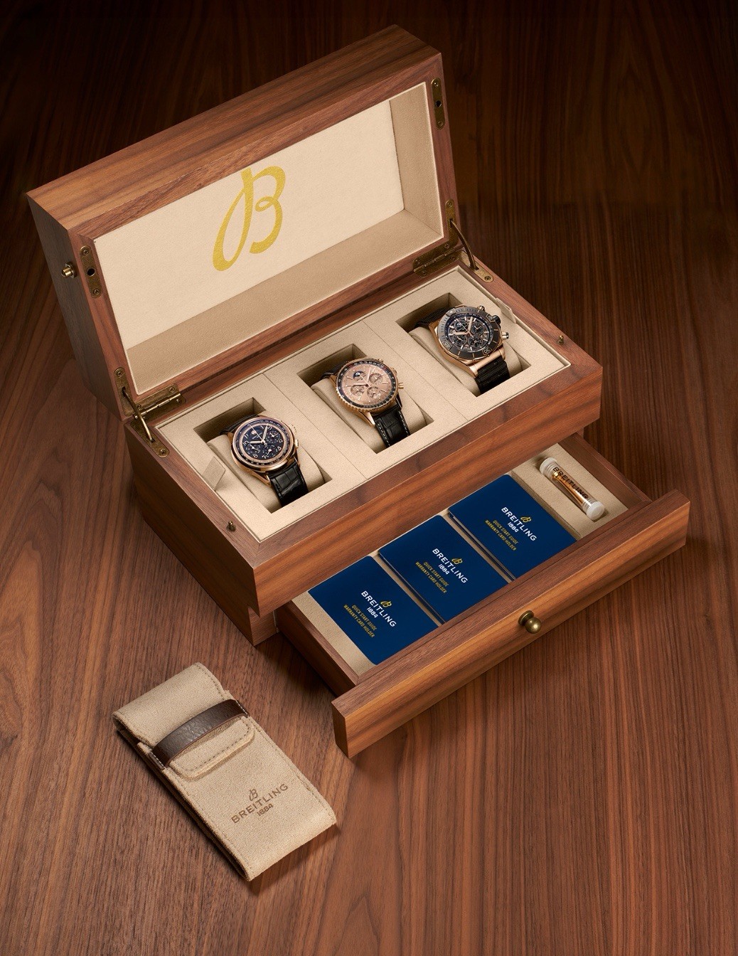 Breitling Collectors Box,  3 Watch Slot & Dror Below. 100% Authentic, Very Rare