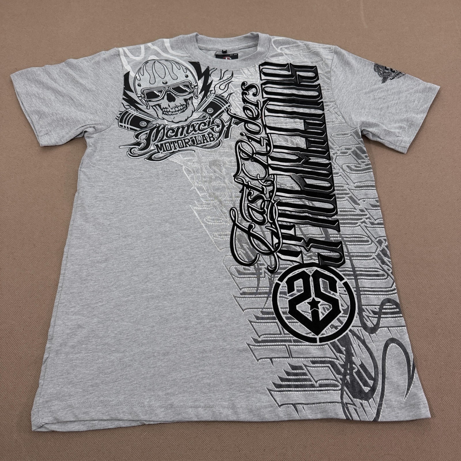 Southpole Premium Shirt Mens Medium Gray Skull Biker Motorcycle Graphic Motorlab