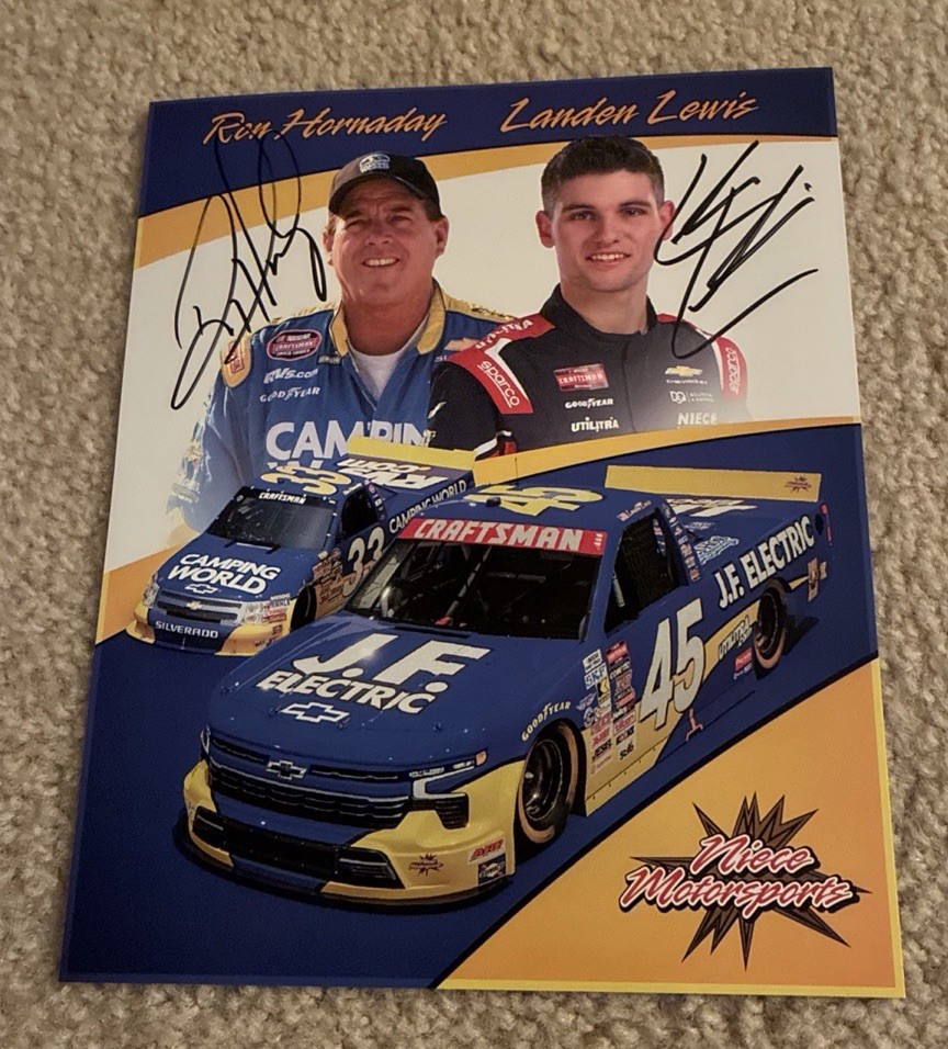 Nascar Truck Drivers Hornaday/Landon Lewis JF Electric 2026 Postcard Autographed Nascar Truck Drivers Hornaday/Landon Lewis JF Electric 2026 Postcard Autographed