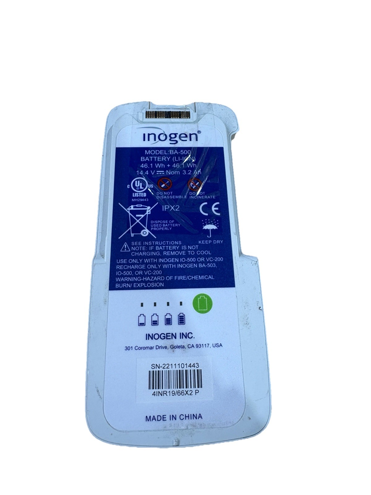BA-500 14.4V 3.2Ah Rechargeable Li-Ion Battery Inogen