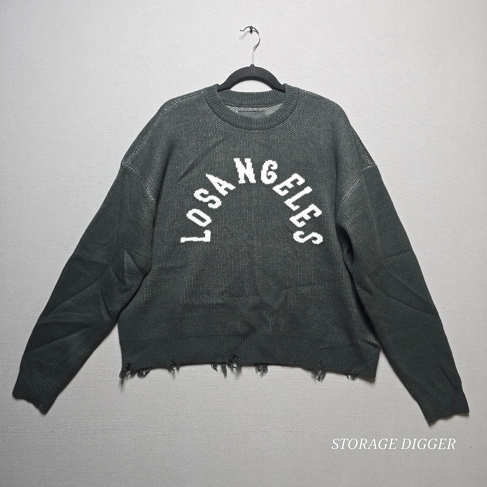 NEW Pacsun Los Angeles Destroyed Cropped Sweater Men\'s Black Pullover Size S