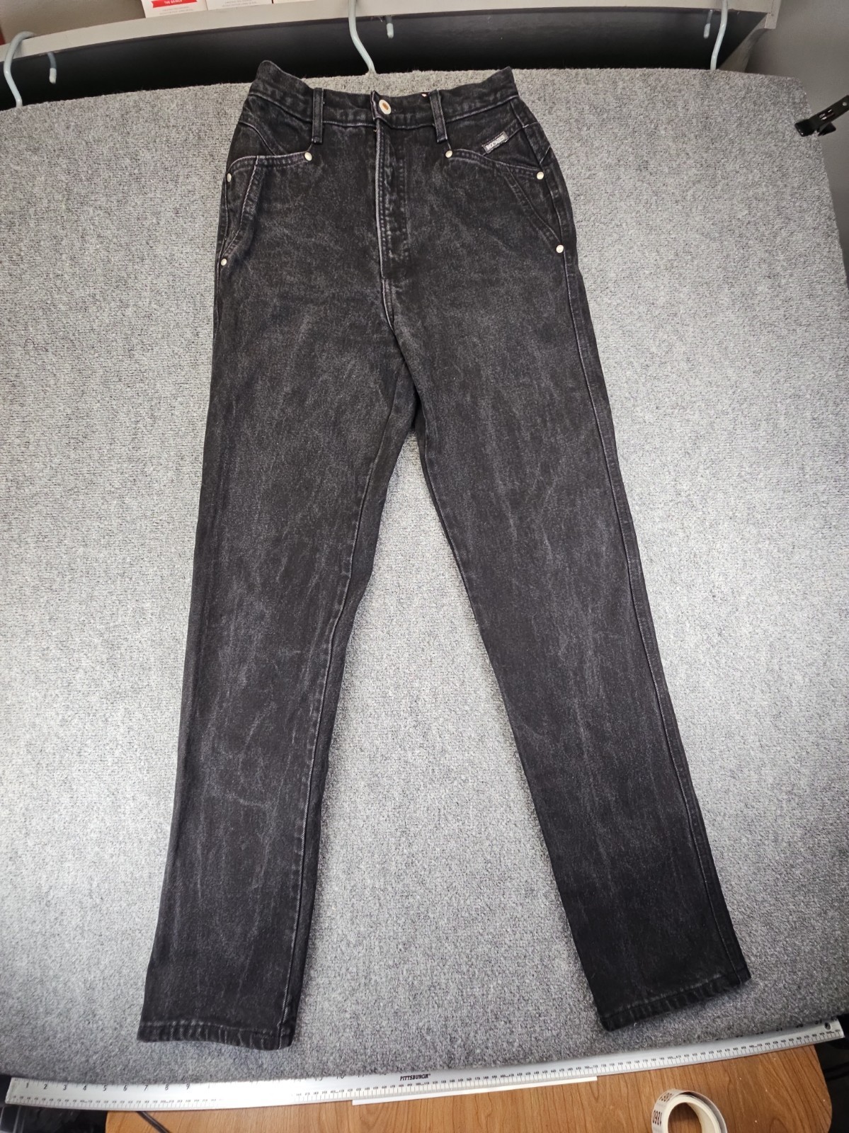VTG Authentic Rocky Jeans Womens 7/8 Black Bareback Rockies 34\