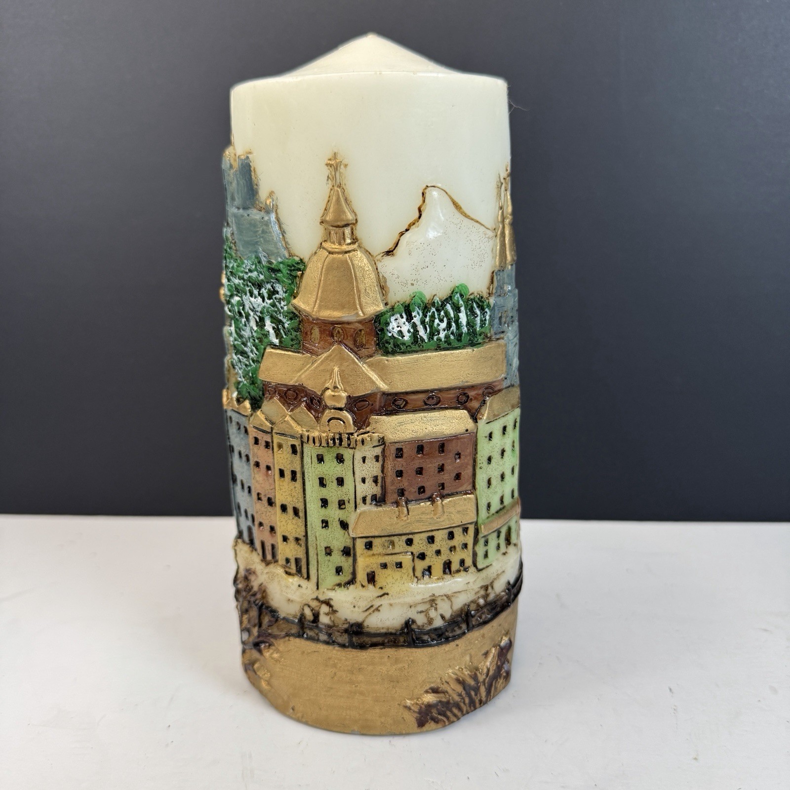 Vintage 1986 Emperor Art Creations Salzburg Austria 3D Pillar Candle w/ Box