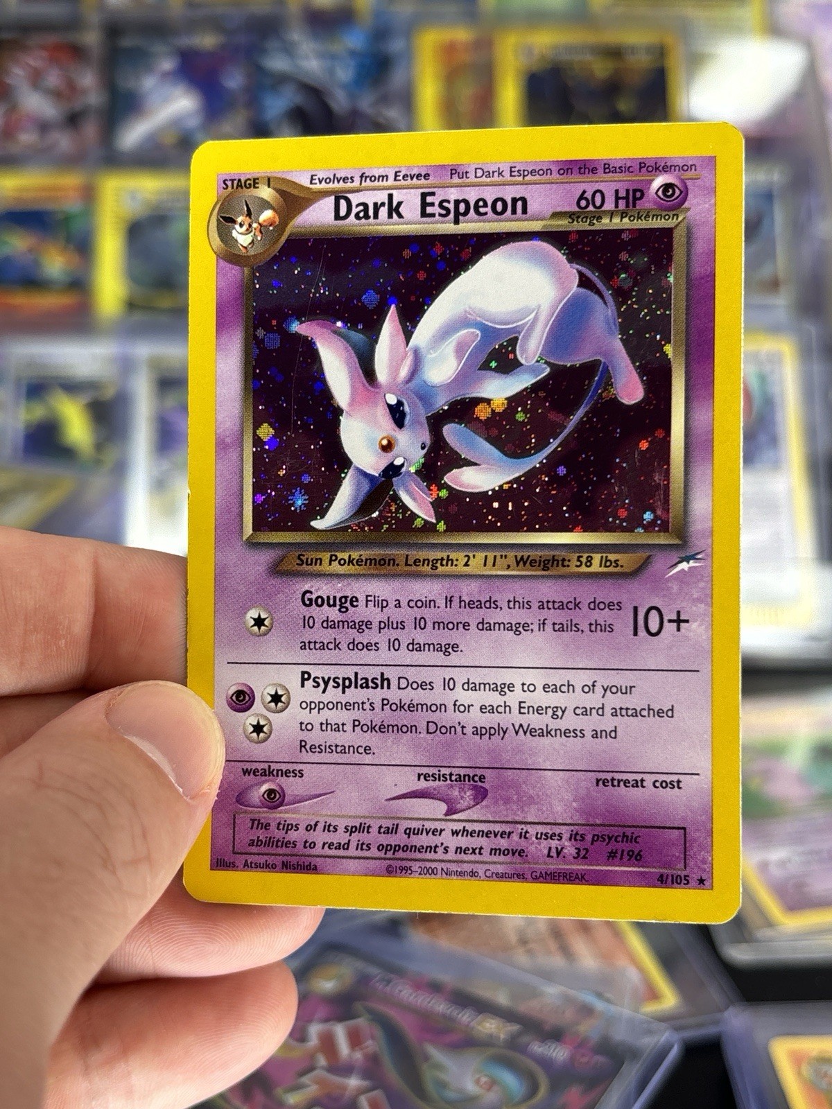 Dark Espeon 4/105 Neo Destiny Holo Ear Swirl Dark Espeon 4/105 Neo Destiny Holo Ear Swirl