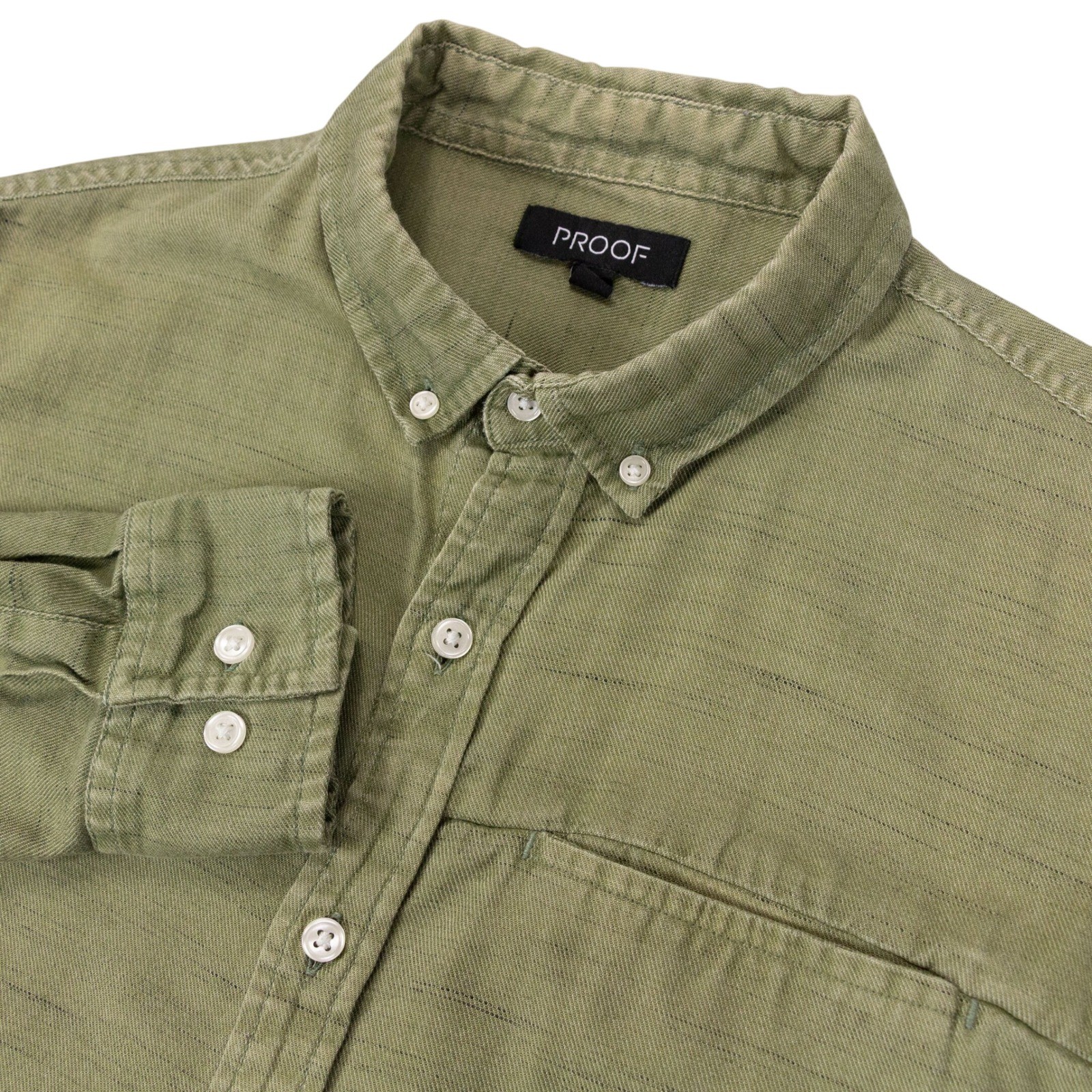Proof Huckberry Marled Shirt Mens Large Green Cotton Coolmax Stretch Tech Trail