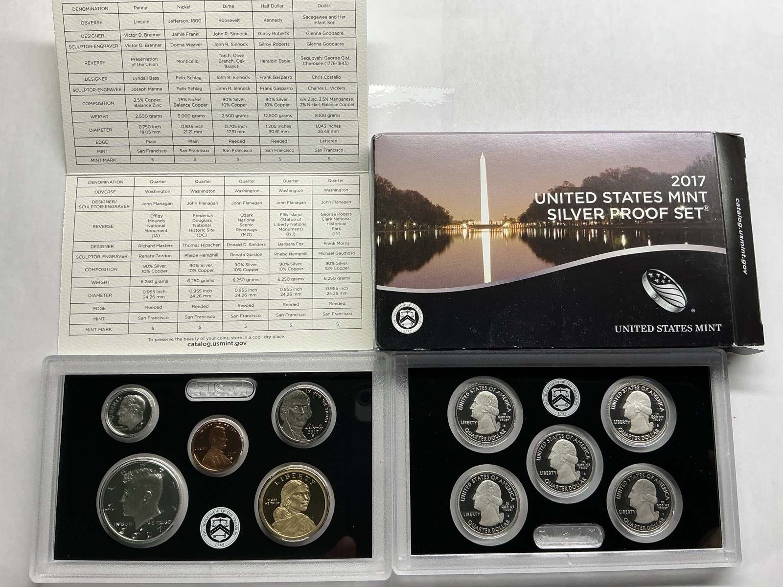 2017-S US Mint .999 Silver Proof Set w/COA & Box 10 Coins 080826 08ik 2017-S US Mint .999 Silver Proof Set w/COA & Box 10 Coins 080826 08ik