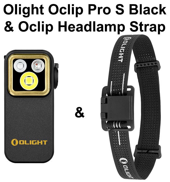 Olight Oclip Pro S Black Multifunctional Clip Light & Oclip Headlamp Strap Olight Oclip Pro S Black Multifunctional Clip Light & Oclip Headlamp Strap