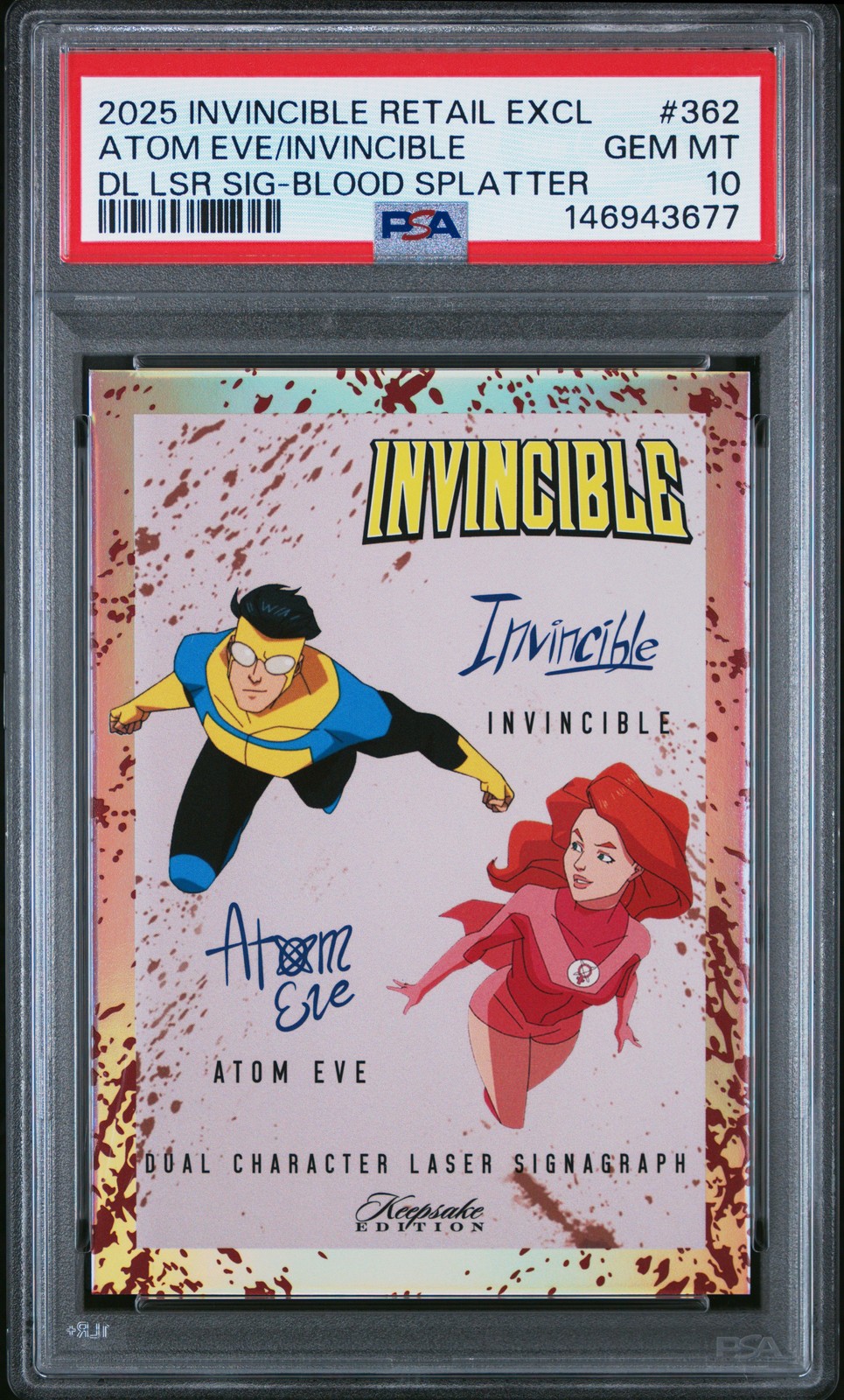 2025 INVINCIBLE SEASON 1 KEEPSAKE PREMIERE EDITION ATOM EVE/INVINCIBLE PSA 10