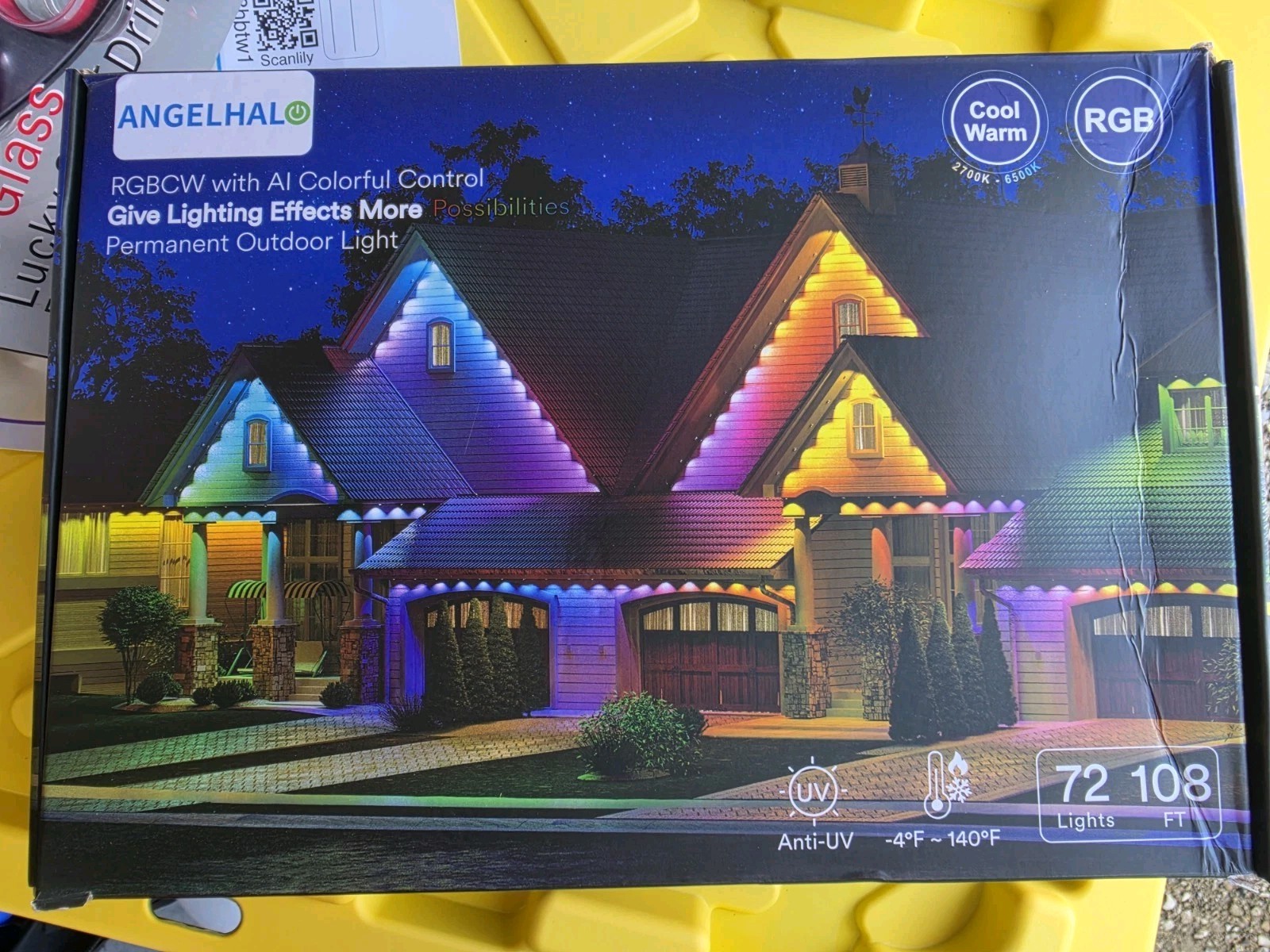 ANGELHALO Permanent Outdoor Lights Pro, 108ft With 72 LEDs for Daily and Accent ANGELHALO Permanent Outdoor Lights Pro, 108ft With 72 LEDs for Daily and Accent