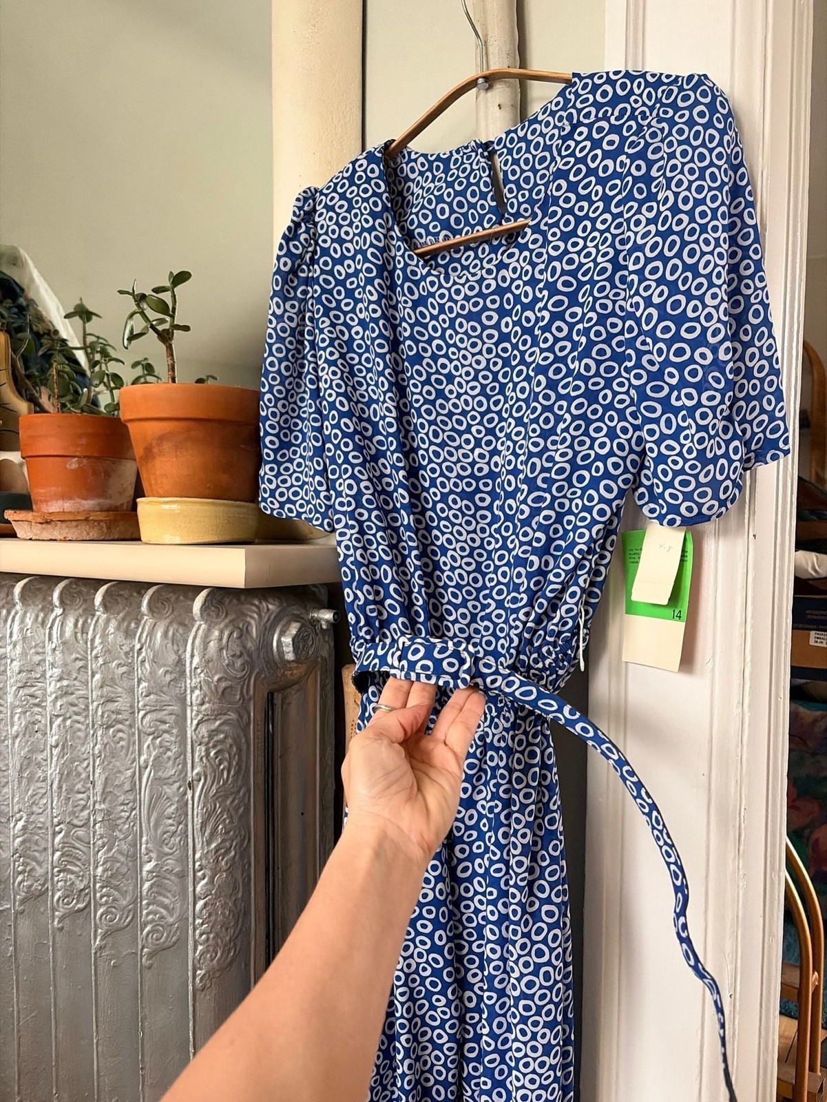 DEADSTOCK VTG Midi Dress Blue Abstract Print by Sears DEADSTOCK VTG Midi Dress Blue Abstract Print by Sears