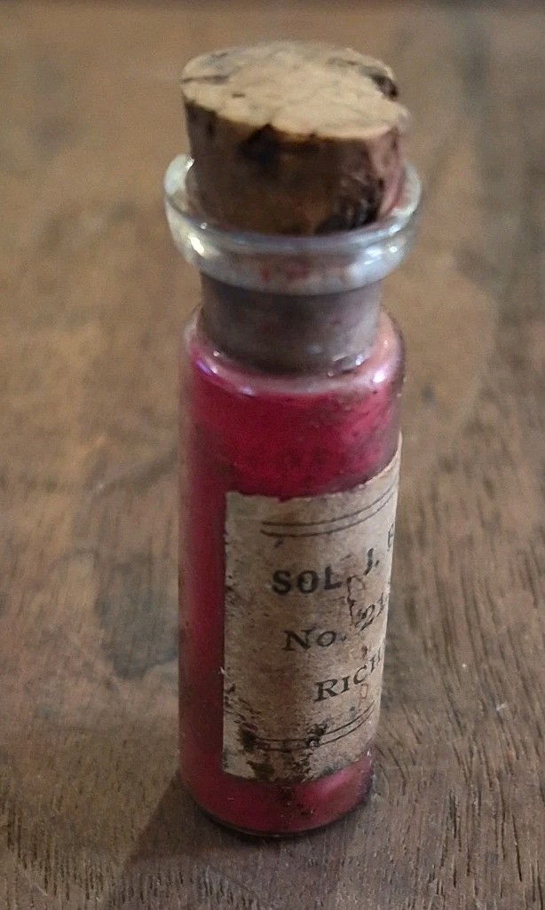 Antique 1880s-90s Original Artist Pigment Glass Vial Sol J Binswanger Richmond 
