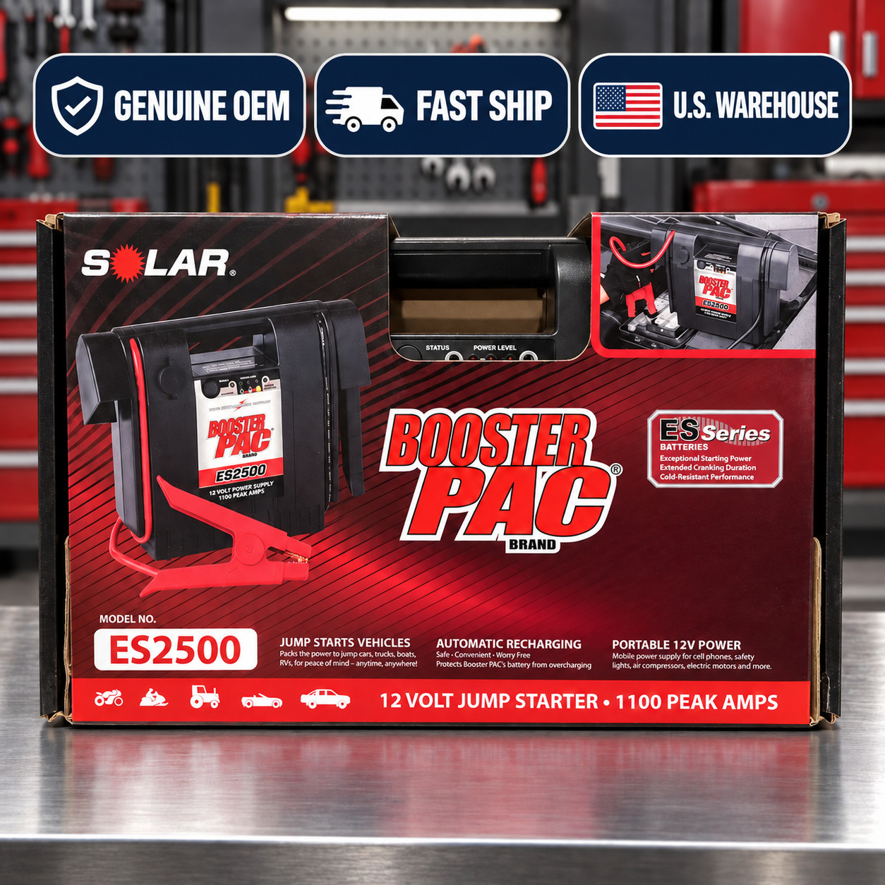 Booster Pac ES2500KE 1100 Peak Amps 12V Automotive Jump Starter New