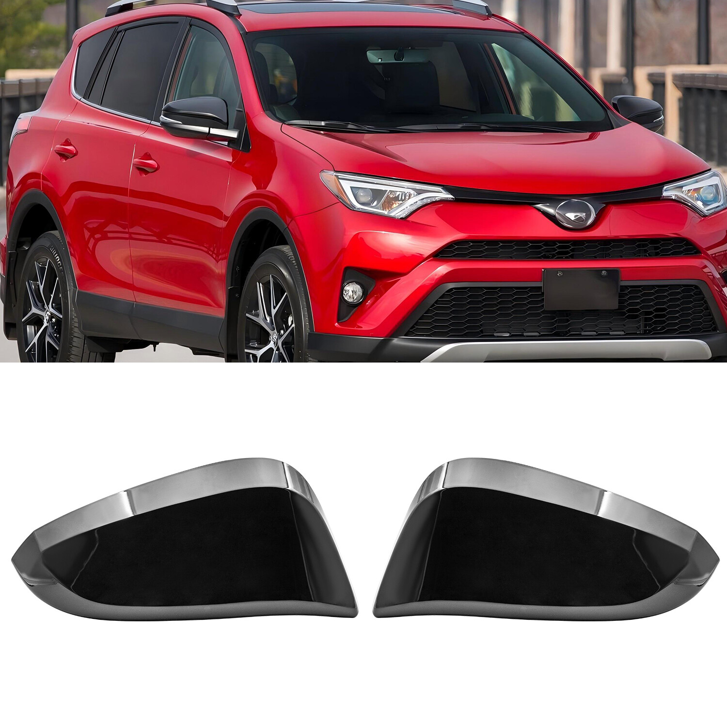 For 2013-2018 Toyota RAV4 Exterior Door Side Rearview Mirror Cover Caps Glossy For 2013-2018 Toyota RAV4 Exterior Door Side Rearview Mirror Cover Caps Glossy