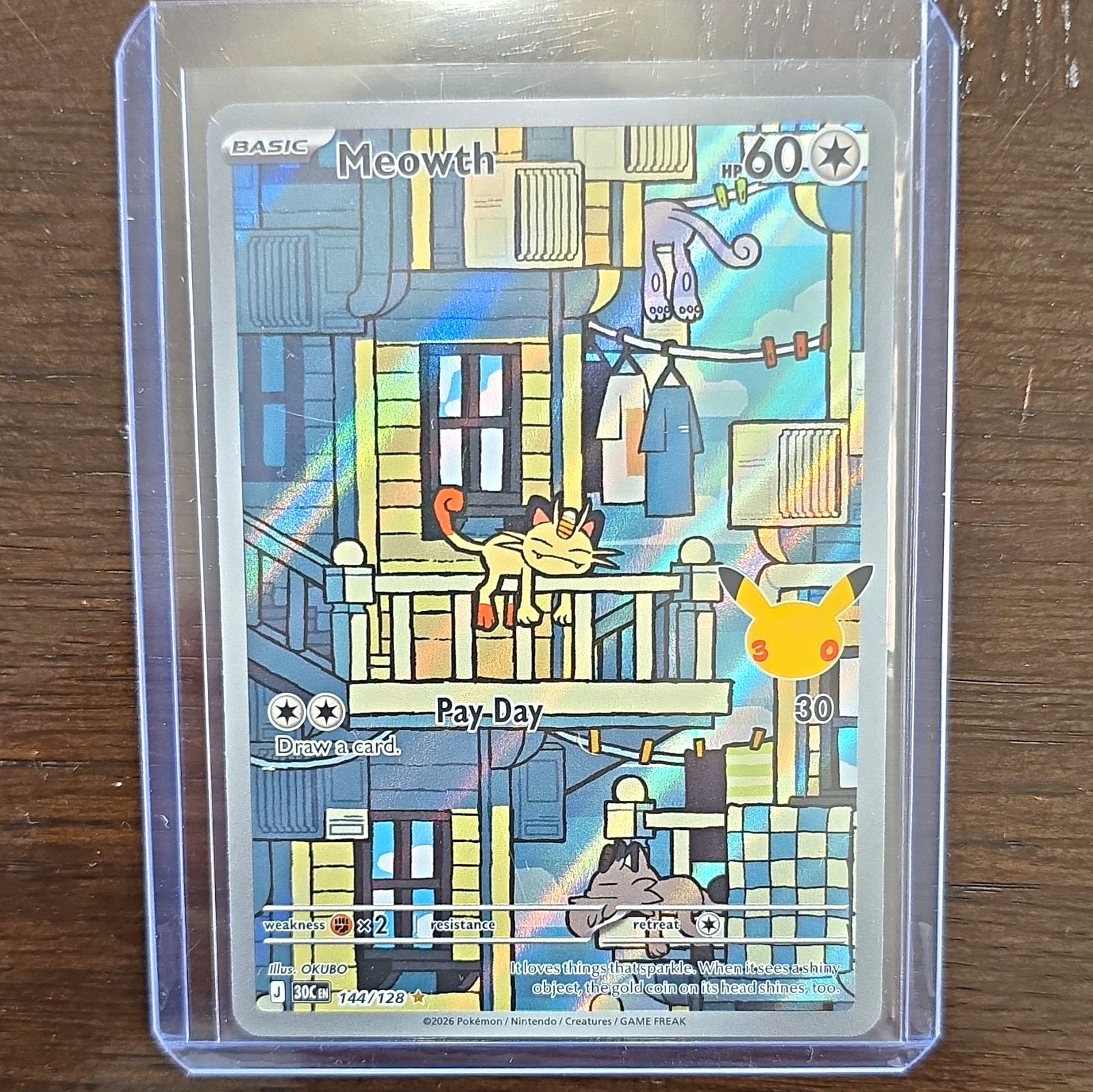 The Pokémon Company Meowth 144/128 30th Celebration Holo Full Art English 2026