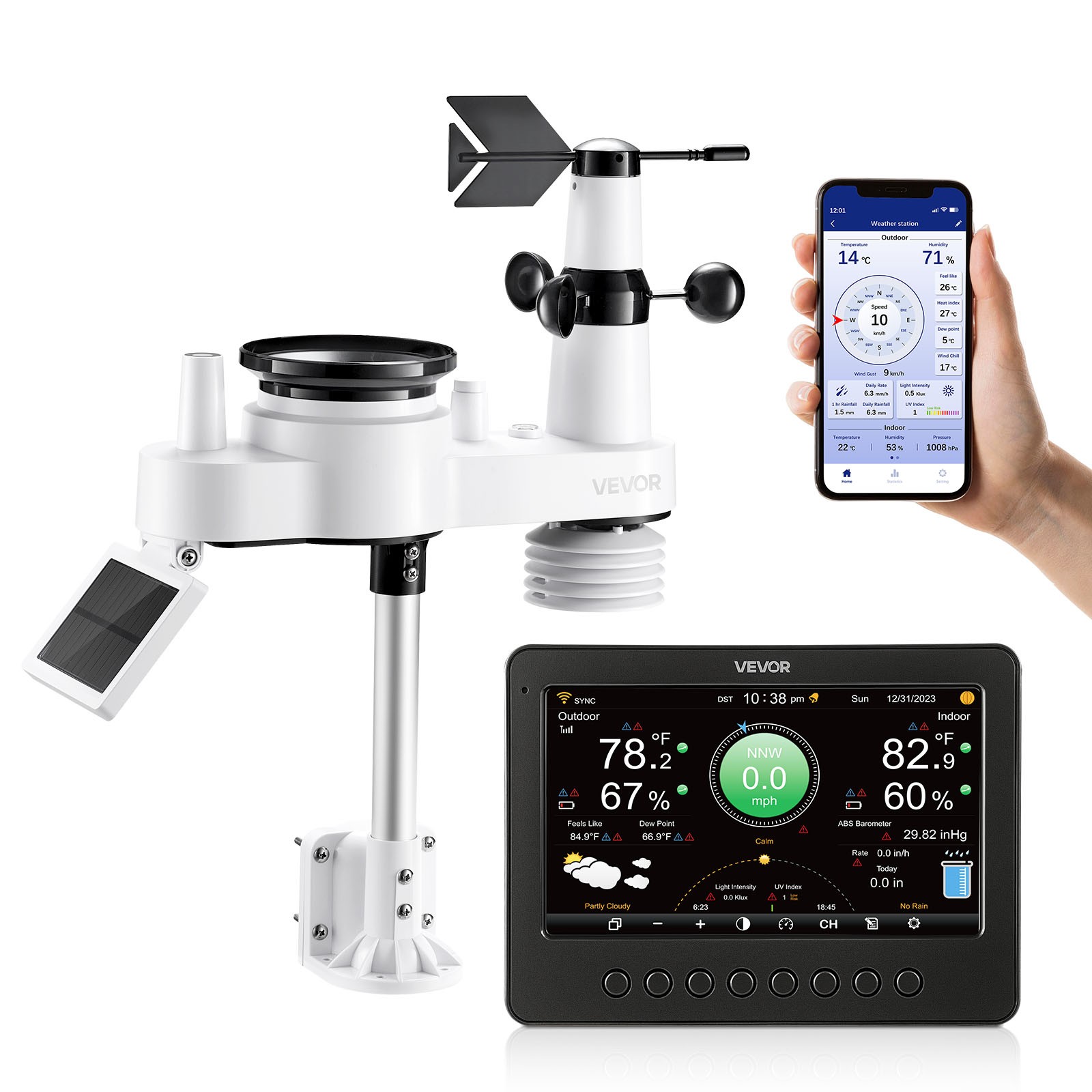 VEVOR 7-in-1 Wi-Fi Weather Station with 7