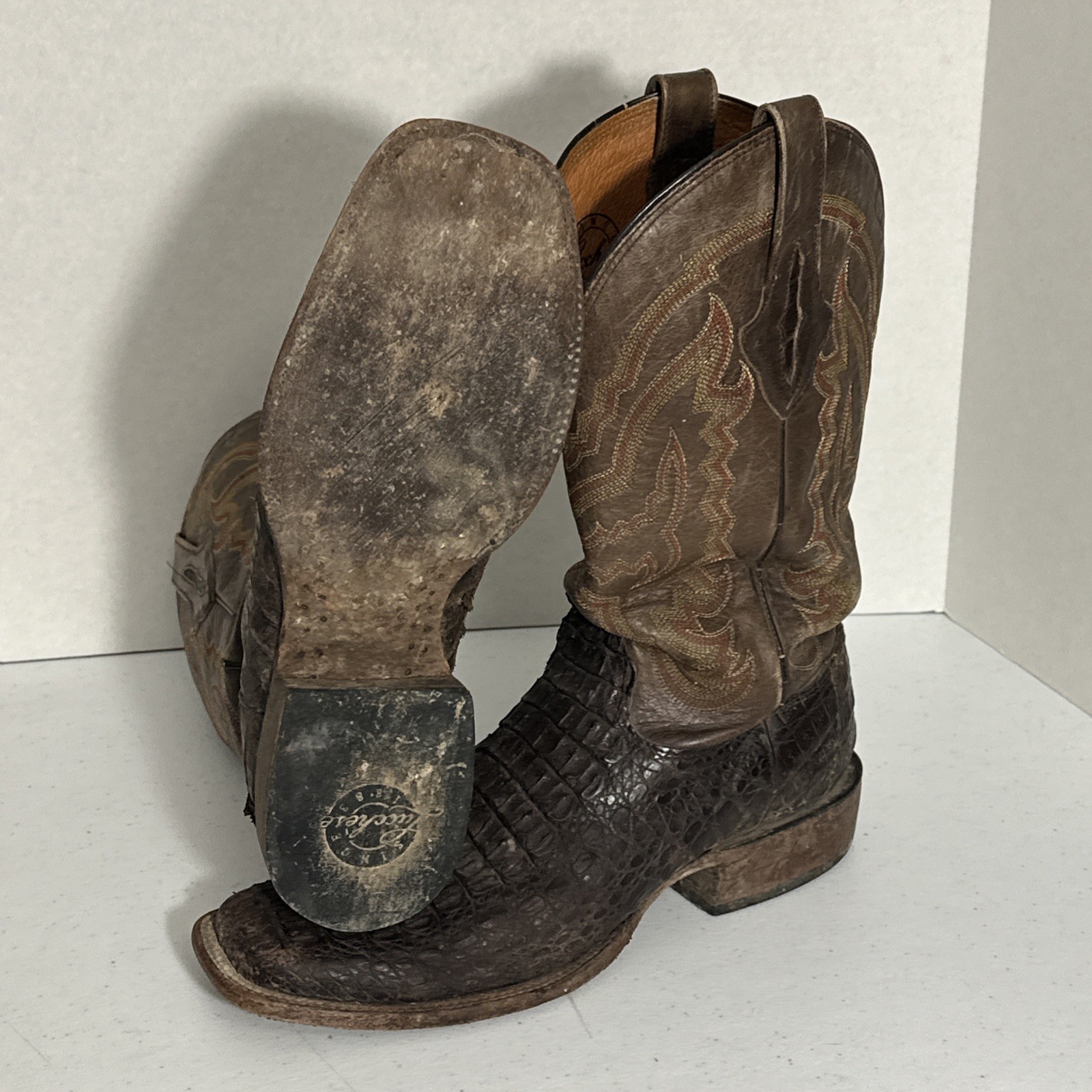Lucchese Handmade Caimen Square Toe Boots - Flaws - See Descriptions Lucchese Handmade Caimen Square Toe Boots - Flaws - See Descriptions