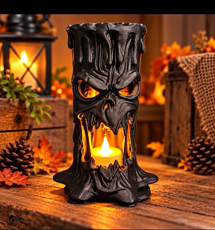 Halloween Gothic Skull Resin Tea Light Candle Holder Freestanding Black Halloween Gothic Skull Resin Tea Light Candle Holder Freestanding Black