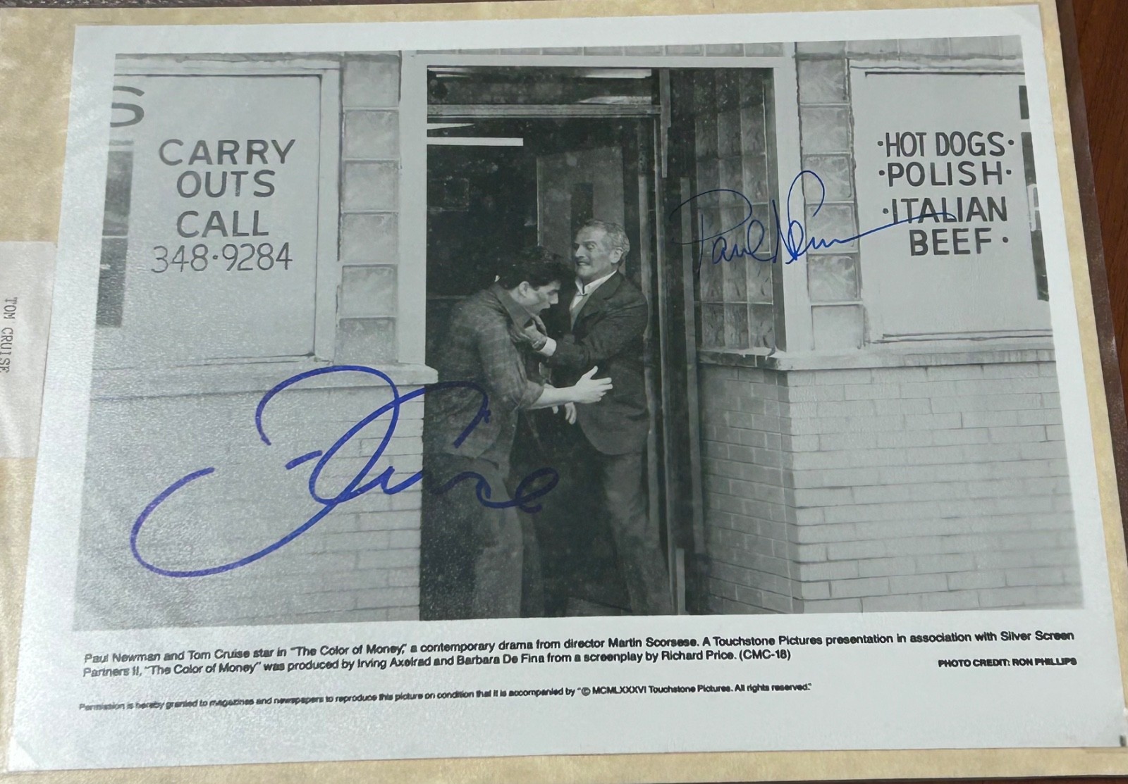 🔥 PAUL NEWMAN & TOM CRUISE 🔥 8x10 Photo Autograph  🧨 The Color of Money 🎱🔥