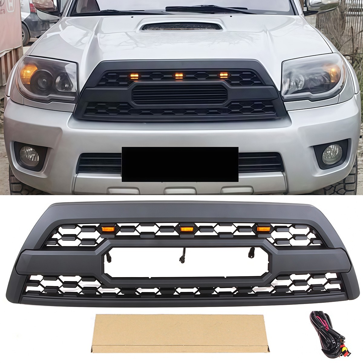 Black Front Grille Fits For Toyota 4Runner 2006-2009 Bumper Grill With Led Light Black Front Grille Fits For Toyota 4Runner 2006-2009 Bumper Grill With Led Light