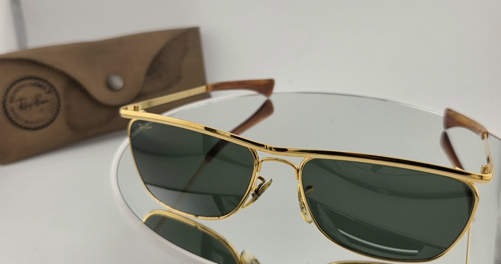 Vintage B&L Ray Ban W1307 XXAR Green Lens Olympian II DLX Sunglasses Gold
