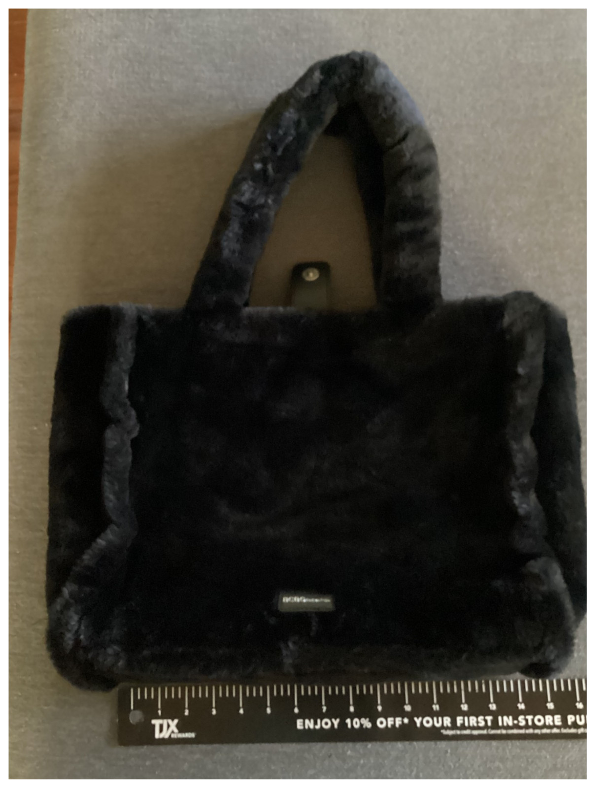 BCBGeneration Large Black Faux Fur Tote Bag Fluffy Cozy Purse Handbag