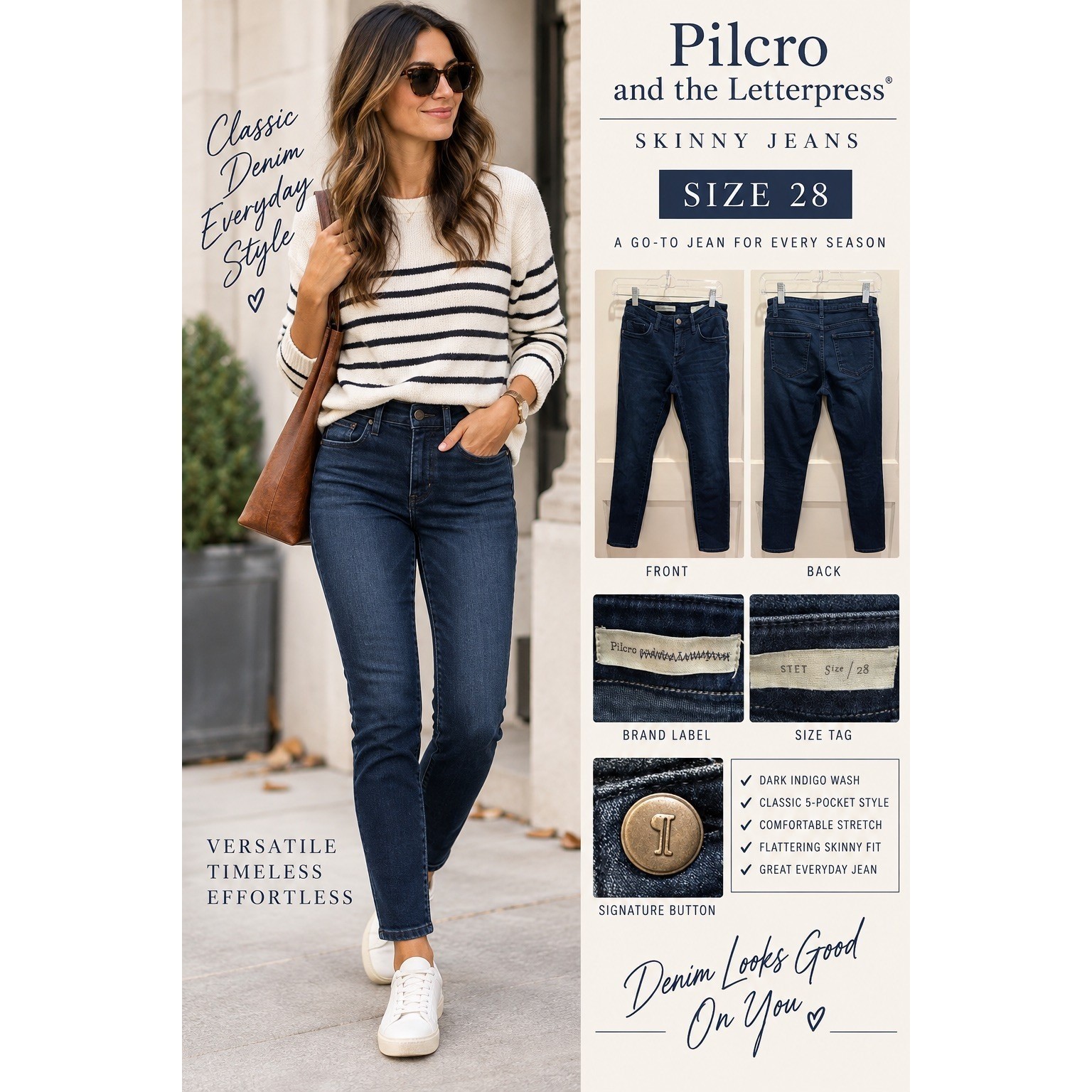 Pilcro and the Letterpress Stet Skinny Jeans Dark Indigo Wash Size 28 Anthro Pilcro and the Letterpress Stet Skinny Jeans Dark Indigo Wash Size 28 Anthro