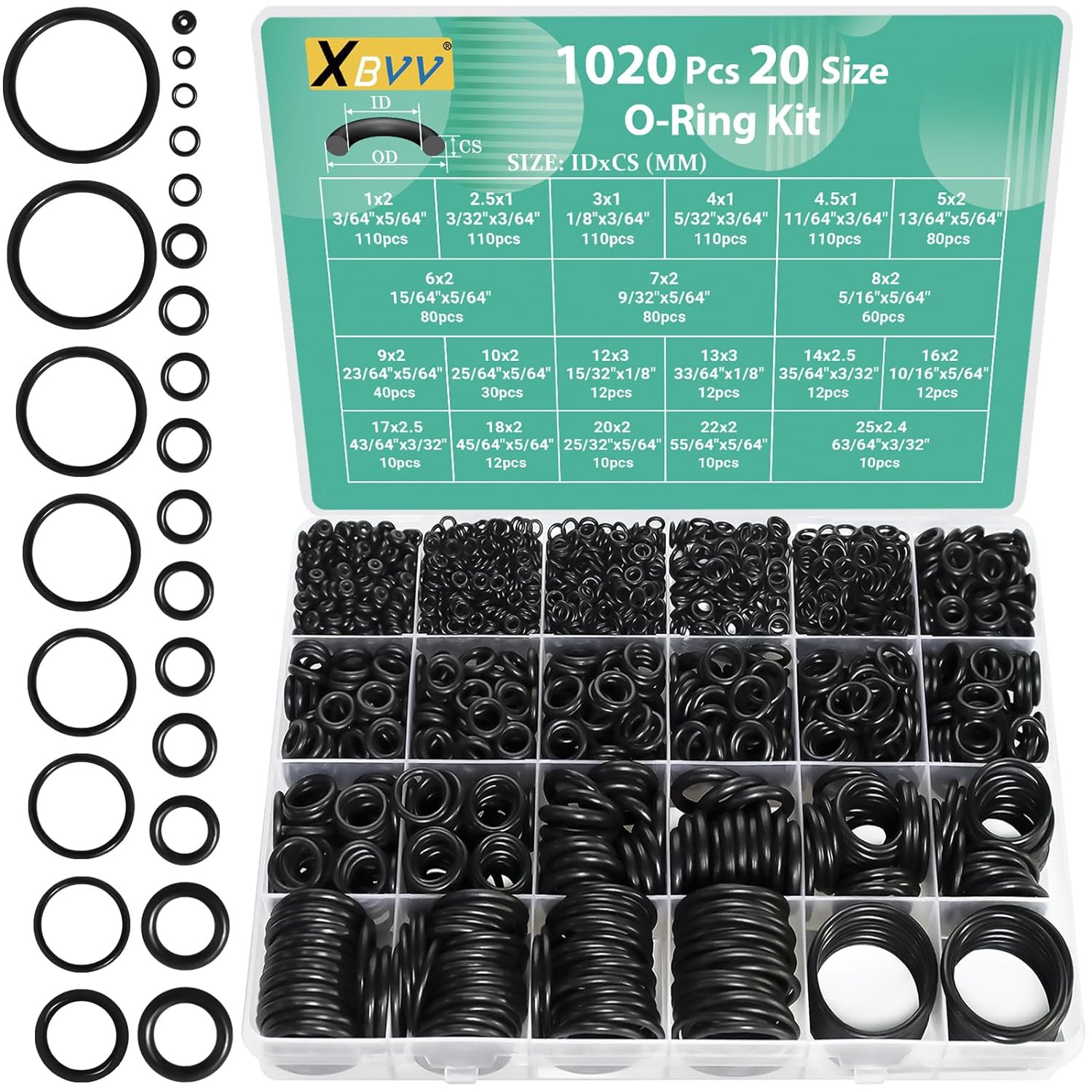 1020 Pcs Nitrile Rubber O Ring Set for Automotive & Plumbing Needs 1020 Pcs Nitrile Rubber O Ring Set for Automotive & Plumbing Needs