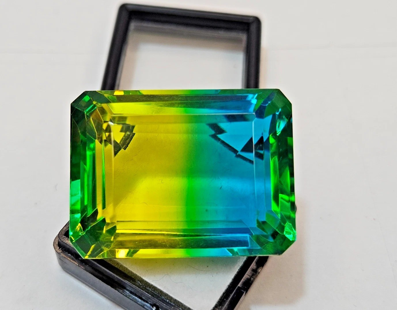 Tourmaline Bi-Colour Emerald Cut 109 Ct Natural Loose Certified Gemstone