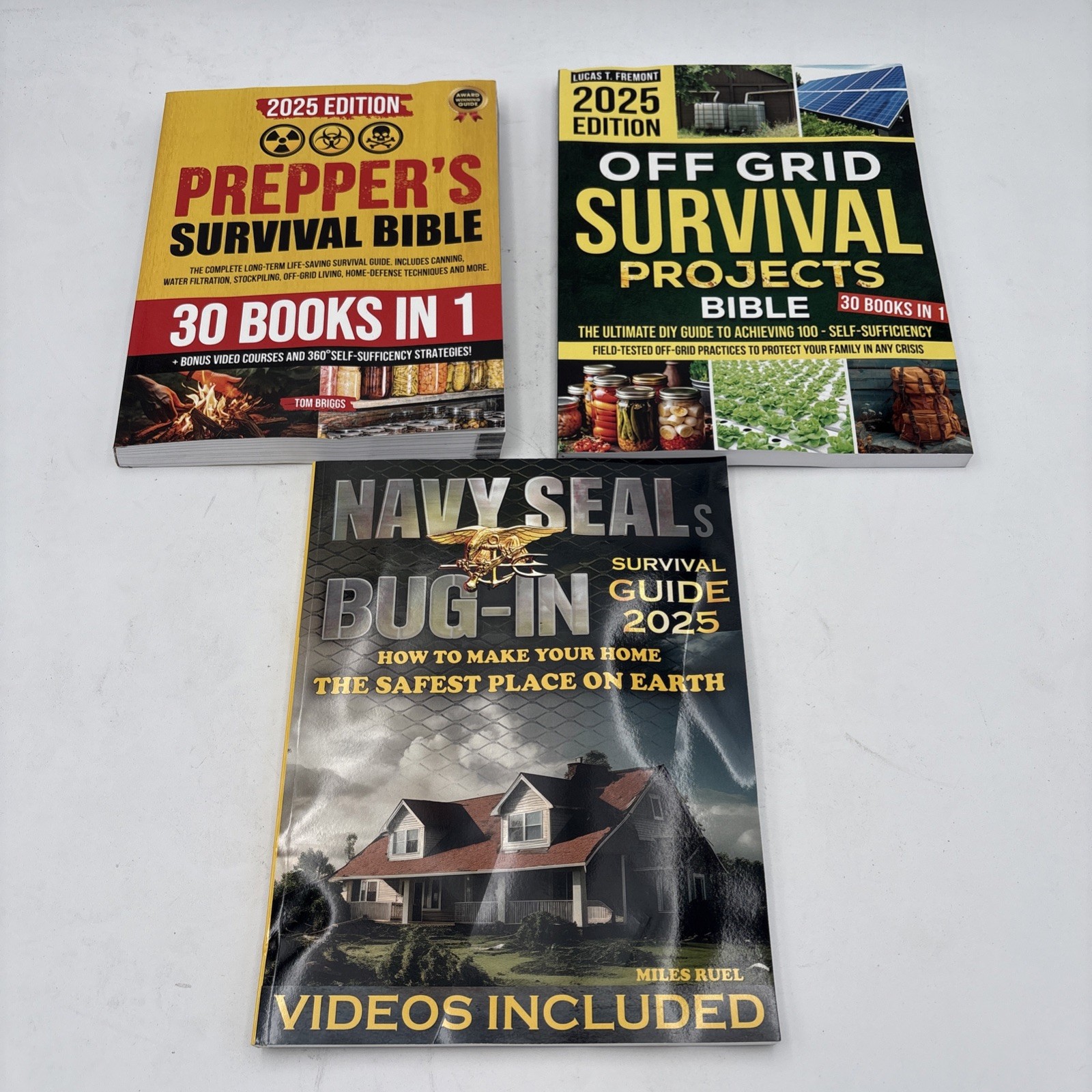 ~ SURVIVAL ~ Prepper Off Grid Navy SEAL Survival Bible 3 Book Set ~Free Ship~