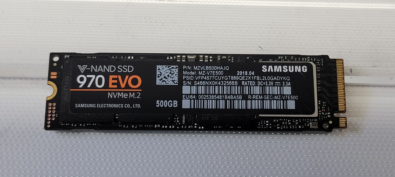 Samsung 970 EVO 500GB M.2 Solid State Drive NVMe PCIe Gen3 x4 MZ-V7E500