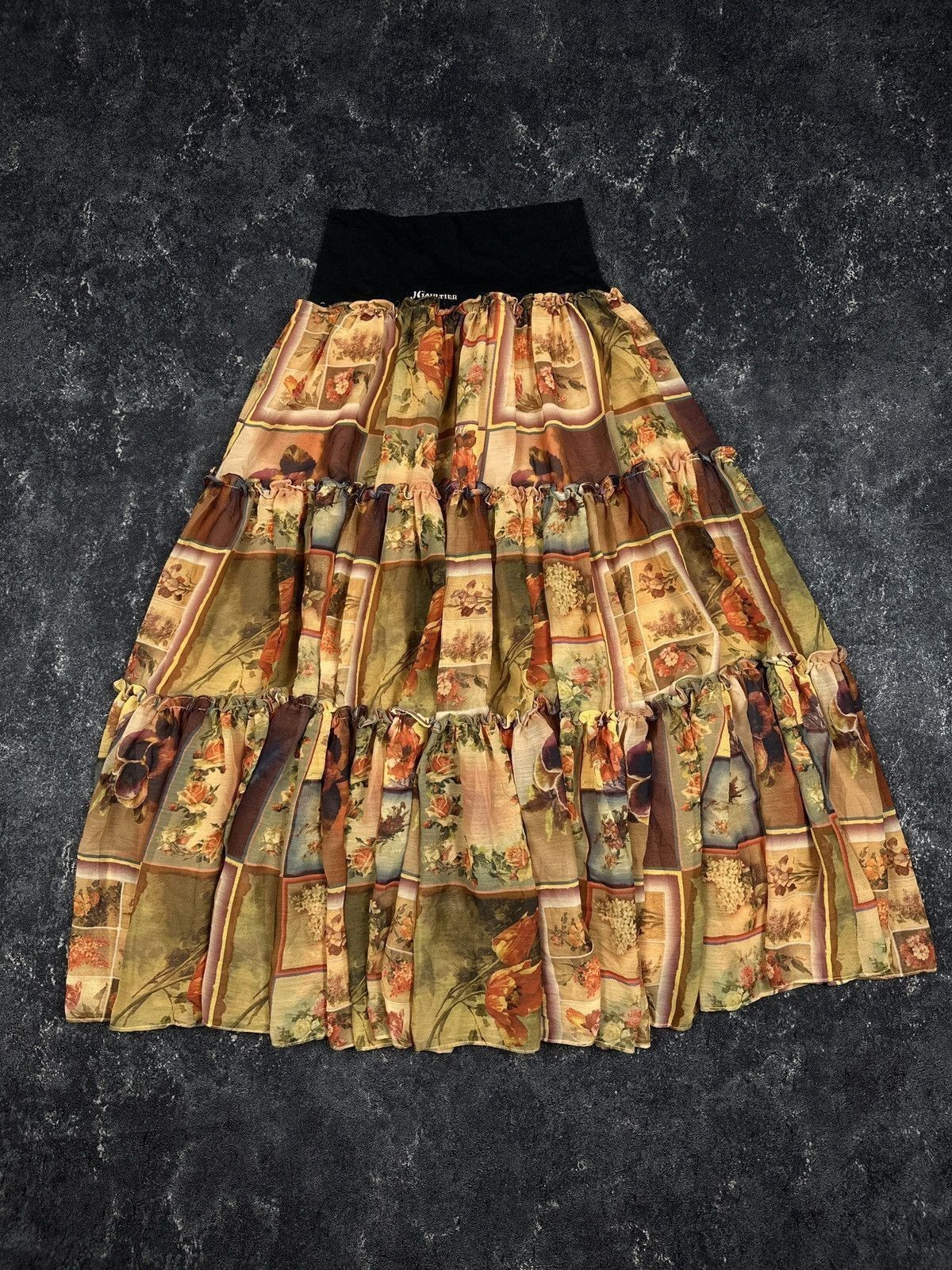 Vintage 90s Jean Paul Gaultier JPG Overprint Flowers Skirt Women\'s Size Like M Vintage 90s Jean Paul Gaultier JPG Overprint Flowers Skirt Women\'s Size Like M